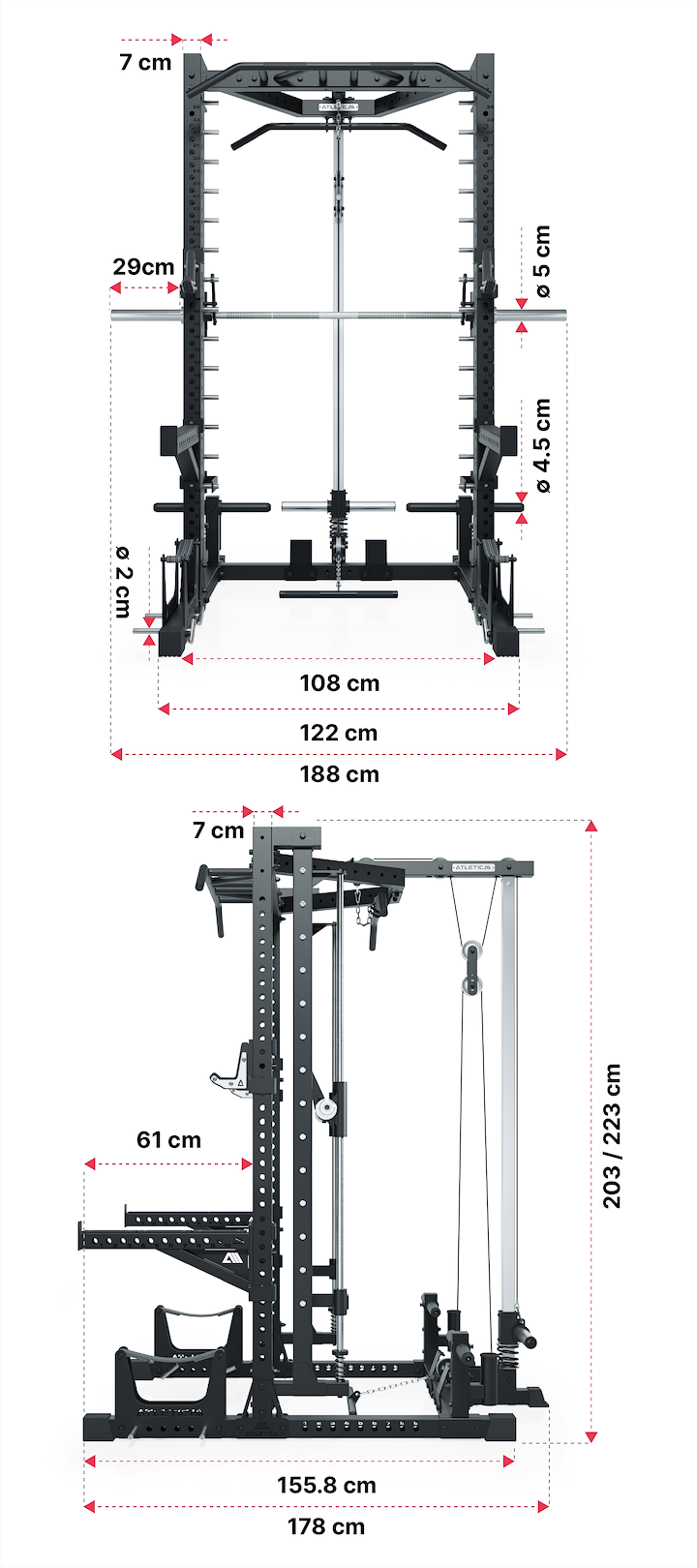 Squat Rack Nemesis Plate Loaded: Dimensionen