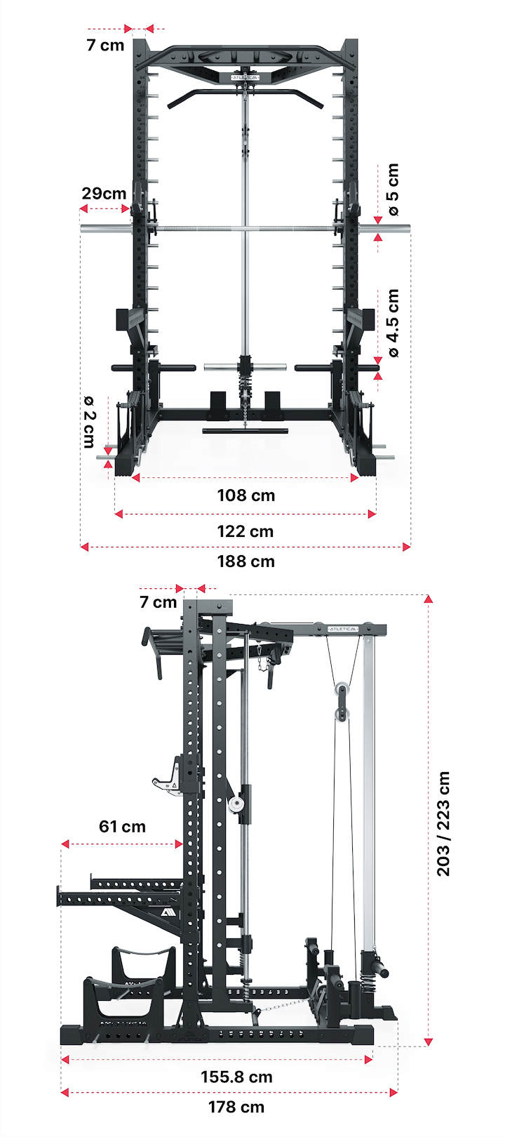 Squat Rack Nemesis Plate Loaded: Dimensionen