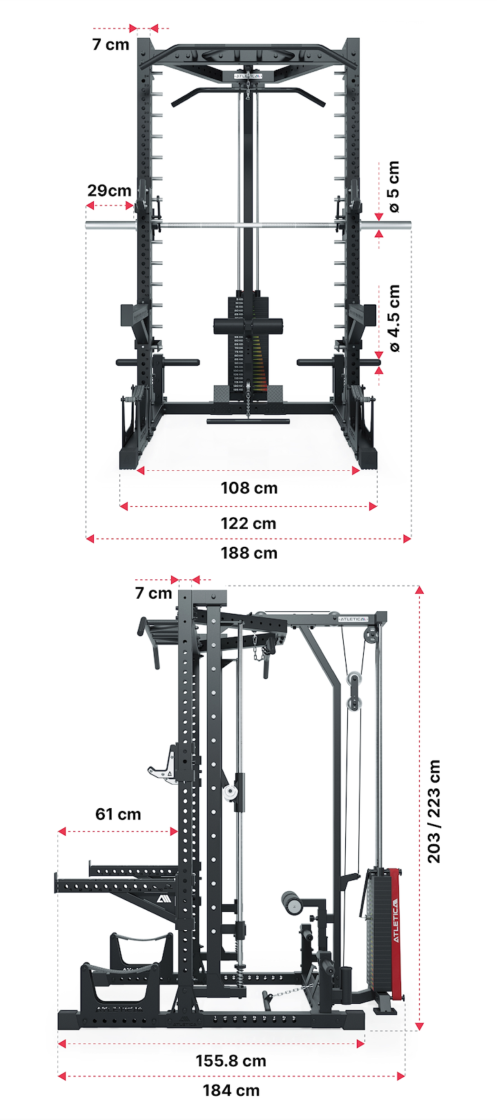 Squat Rack Nemesis Weight Stack: Dimensionen