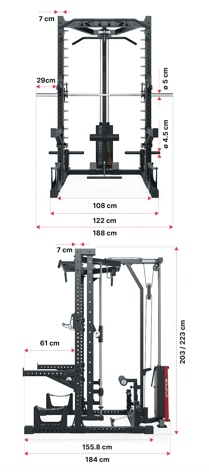 Squat Rack Nemesis Weight Stack: Dimensionen