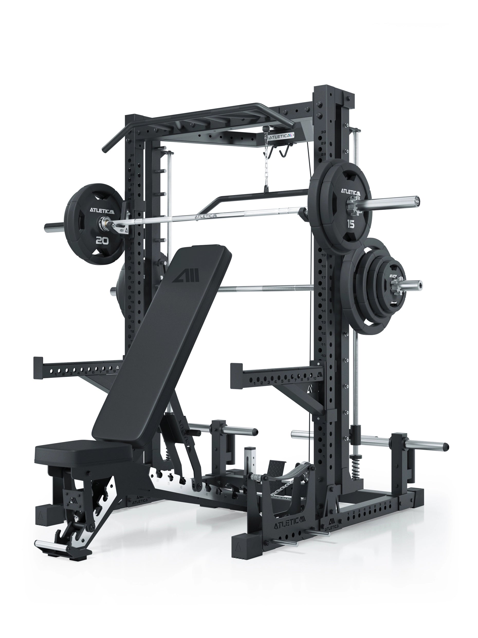 ATLETICA R7 Squat Rack mit Latzug und Multipresse Nemesis 70x70 Uprights R7 Serie 