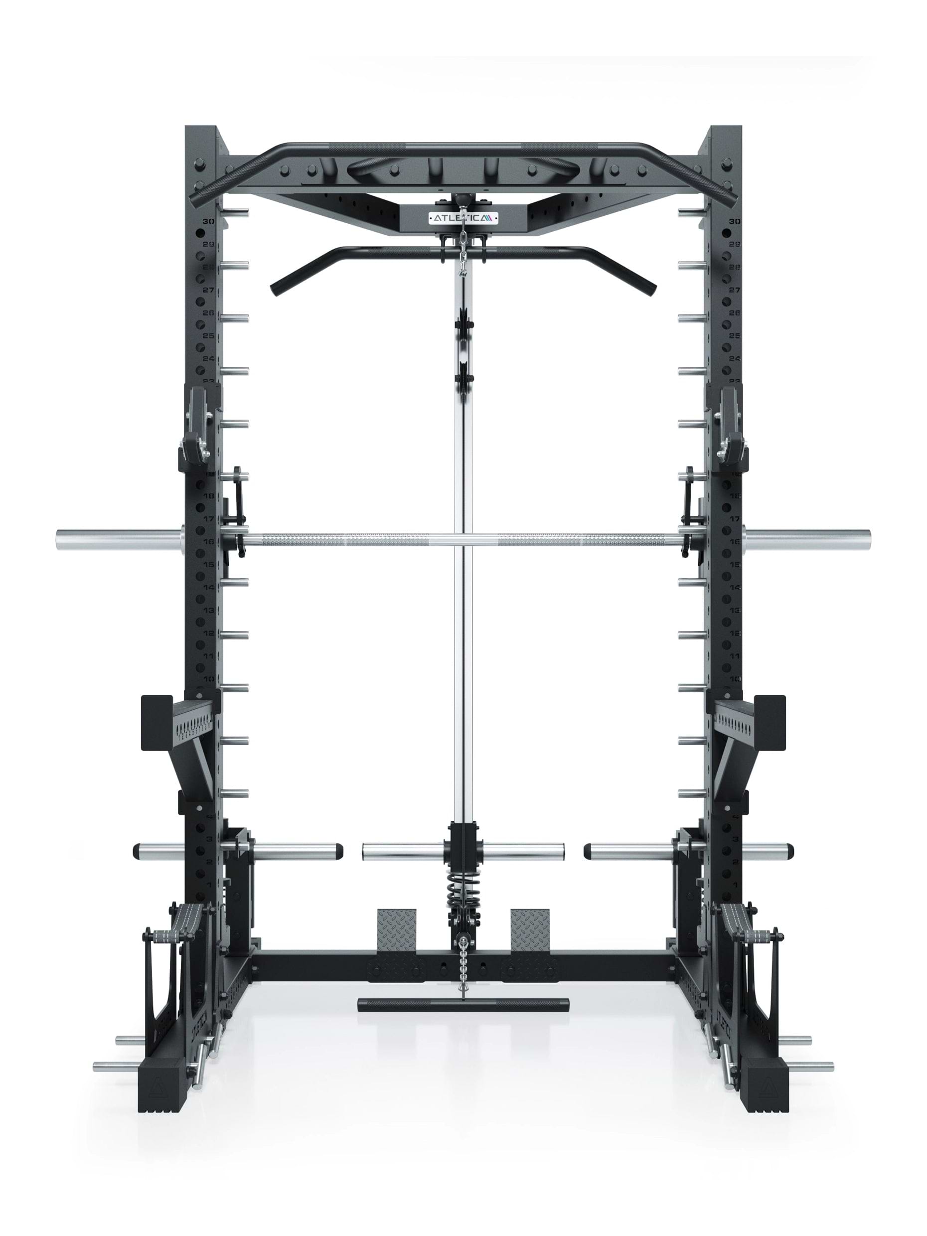 ATLETICA R7 Squat Rack mit Latzug und Multipresse Nemesis 70x70 Uprights R7 Serie