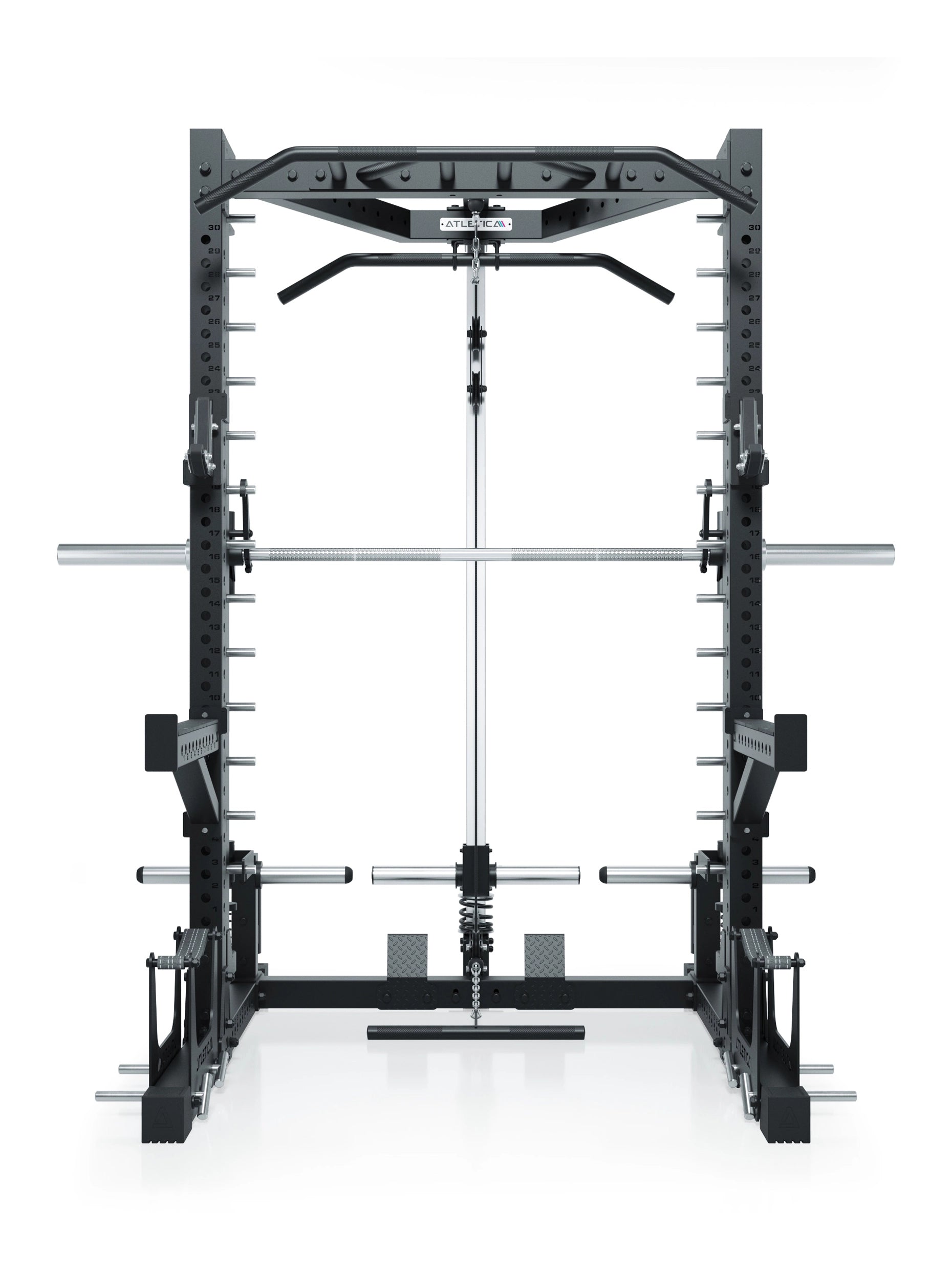 ATLETICA R7 Squat Rack mit Latzug und Multipresse Nemesis 70x70 Uprights R7 Serie 