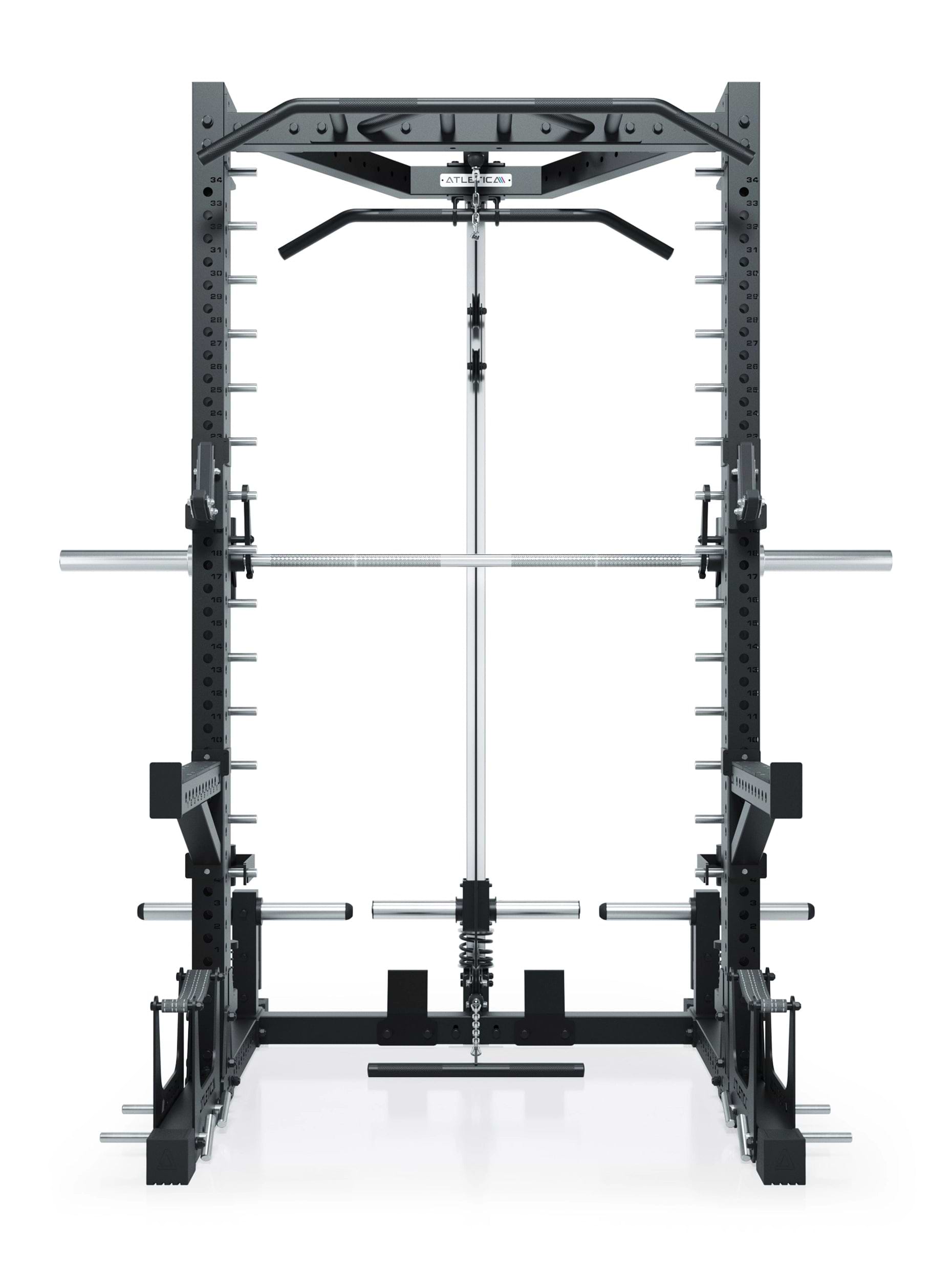 ATLETICA R7 Squat Rack mit Latzug und Multipresse Nemesis 70x70 Uprights R7 Serie