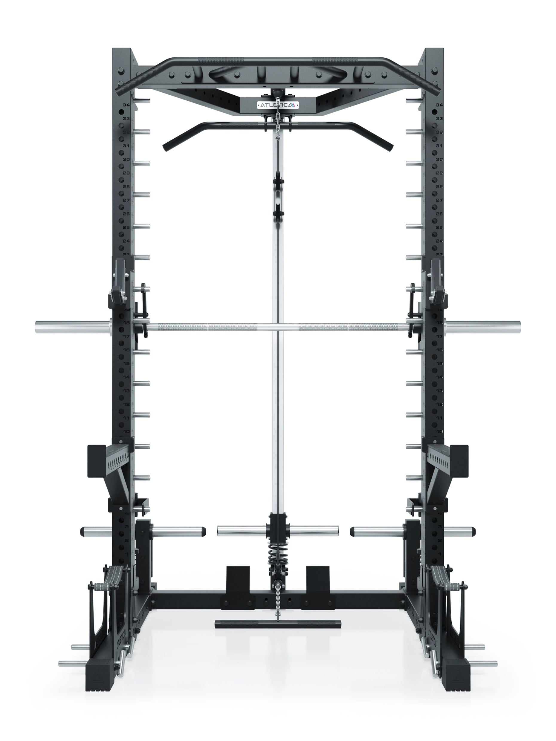 ATLETICA R7 Squat Rack mit Latzug und Multipresse Nemesis 70x70 Uprights R7 Serie 