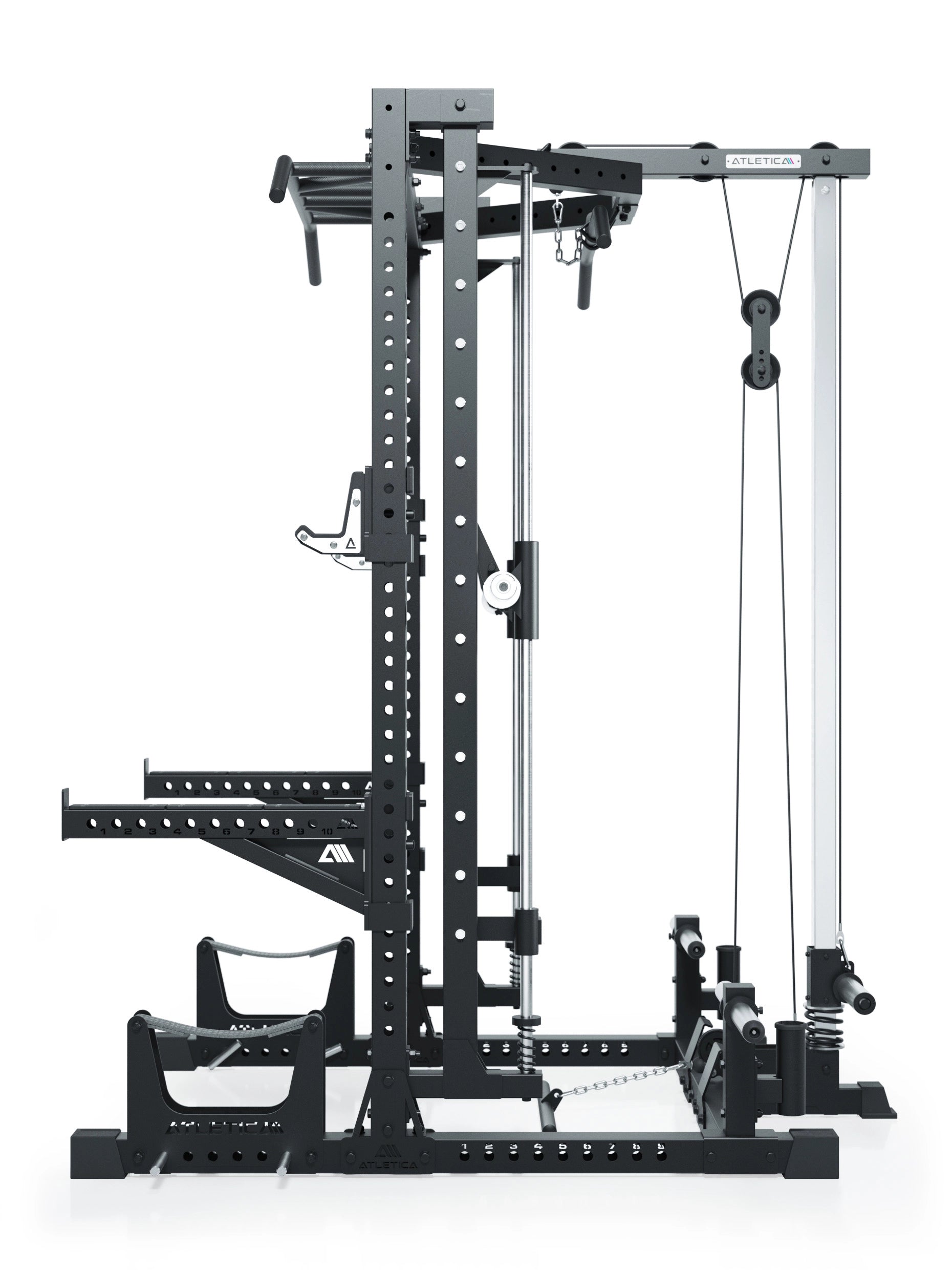 ATLETICA R7 Squat Rack mit Latzug und Multipresse Nemesis 70x70 Uprights R7 Serie 