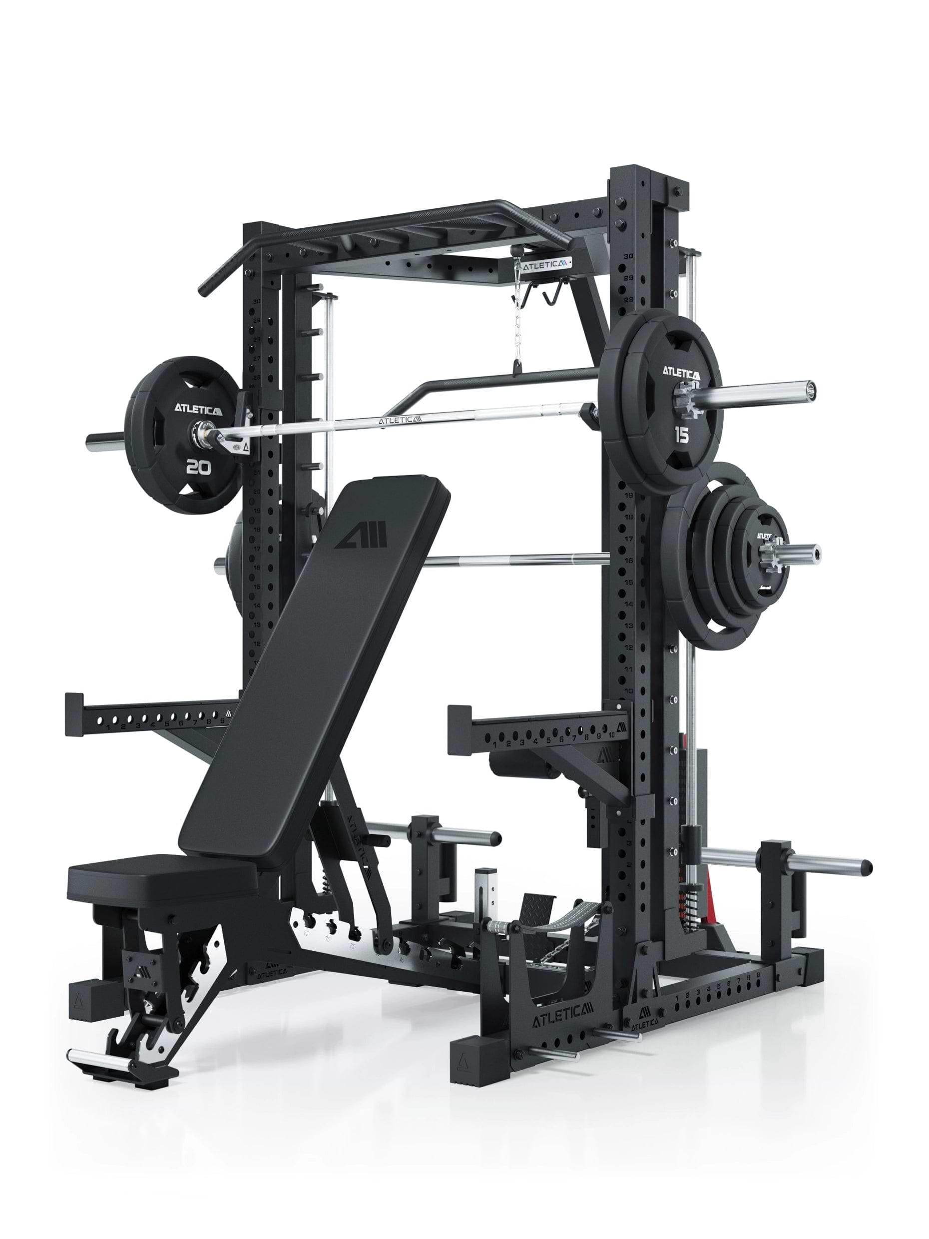 Nemesis Squat Rack mit Multipresse und 125kg Latzug 70x70 Uprights R7 Serie