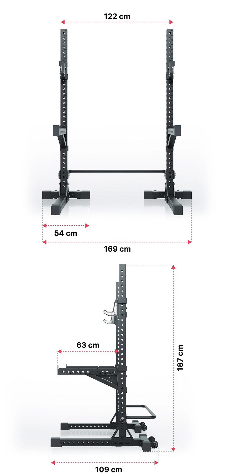 R7 Squat Rack: Dimensionen