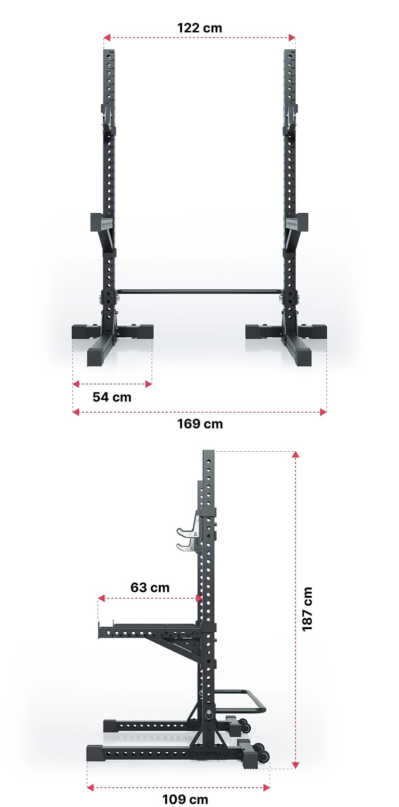 R7 Squat Rack: Dimensionen