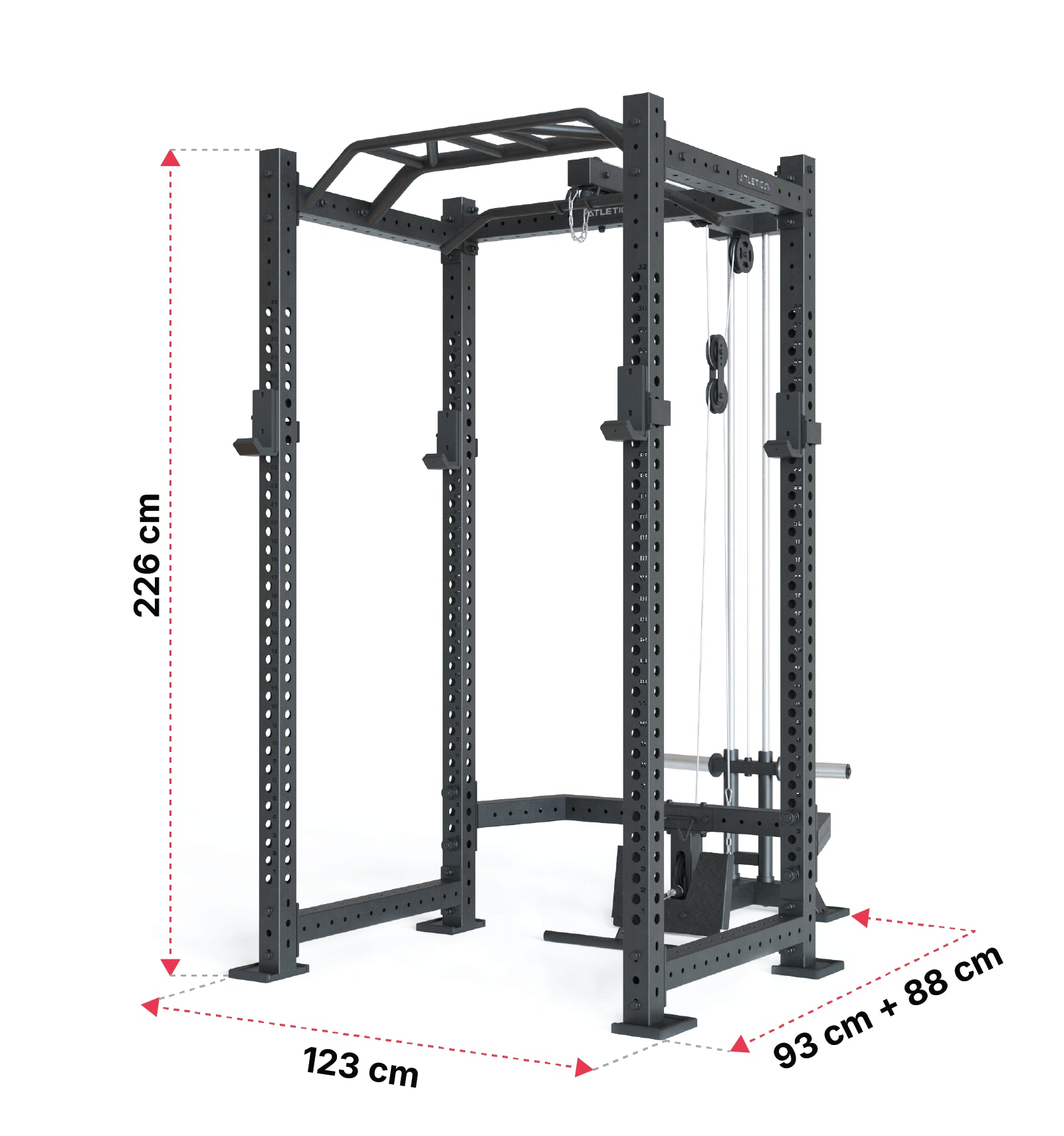 R8 BlackHawk Power Rack: Dimensionen
