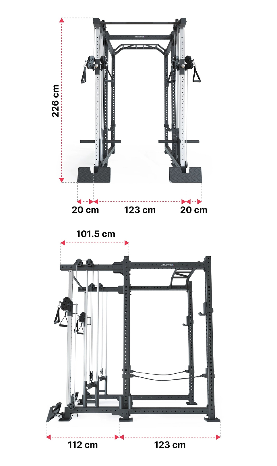 R8 Duality Power Rack Dimensionen