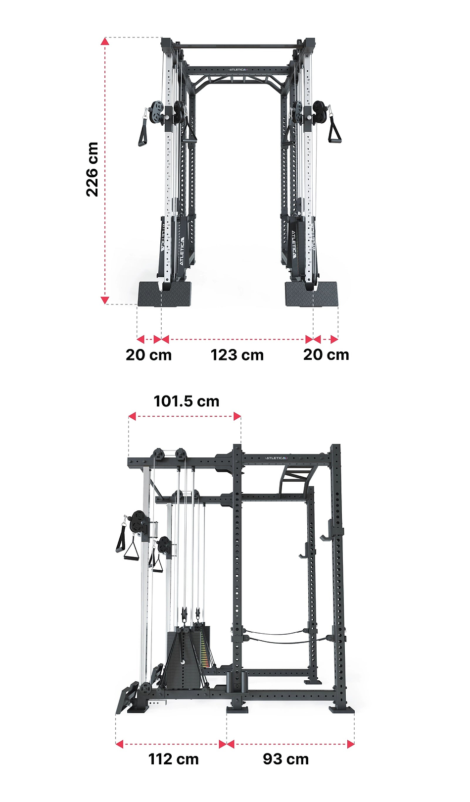 R8 Duality Power Rack Pro Dimensionen