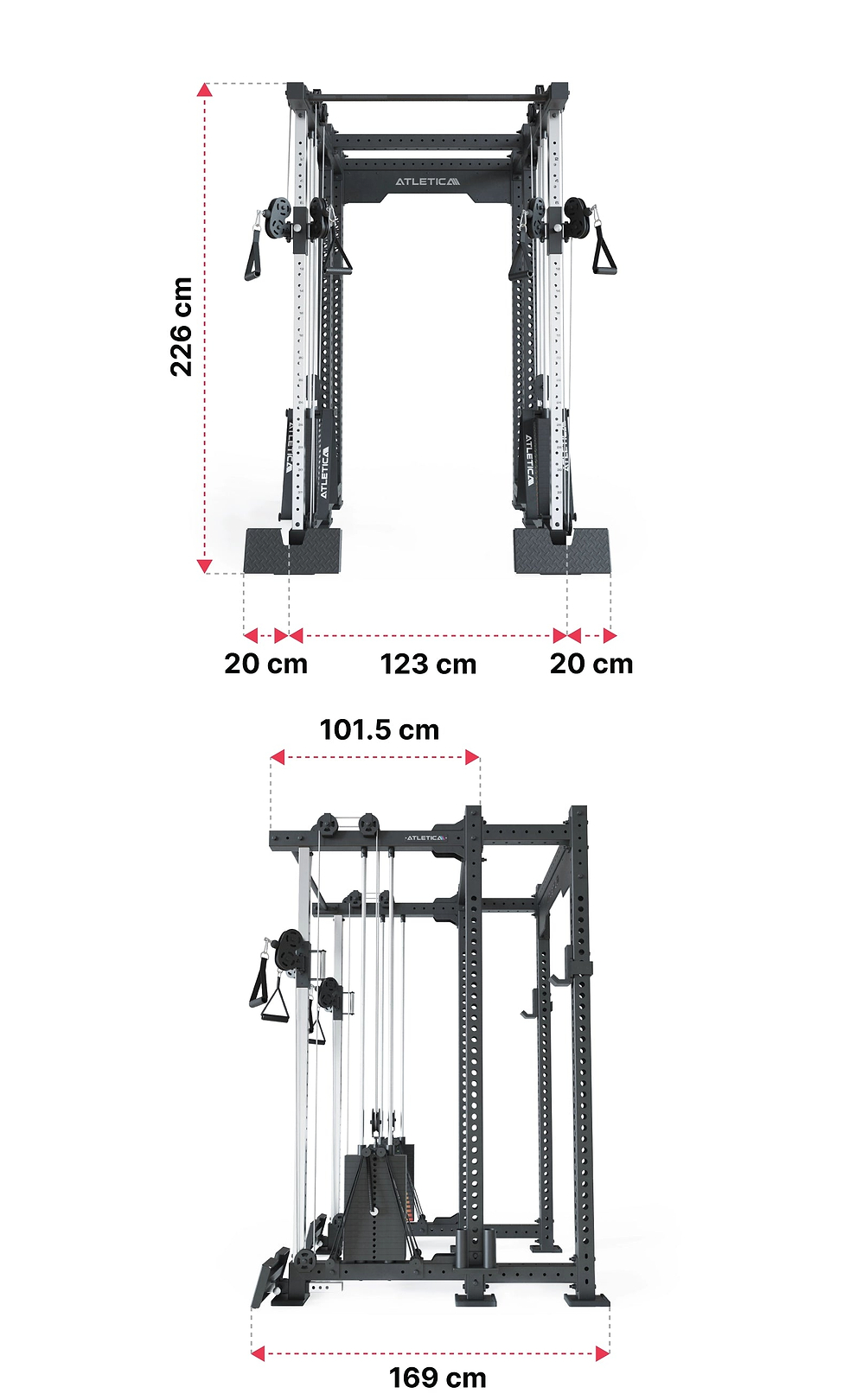 R8 Duality Pro Shallow Power Rack Dimensionen