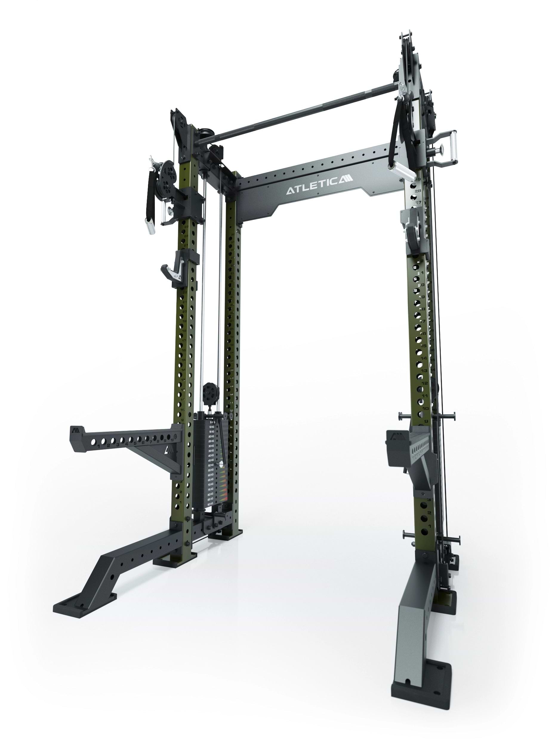 Power Rack R8-Bradley Kabelzug Station: Power Rack mit Seilzug und 2x90kg seitlichen Gewichtsblocks | Modular ausbaubar mit Multipresse und Jammer Arms |