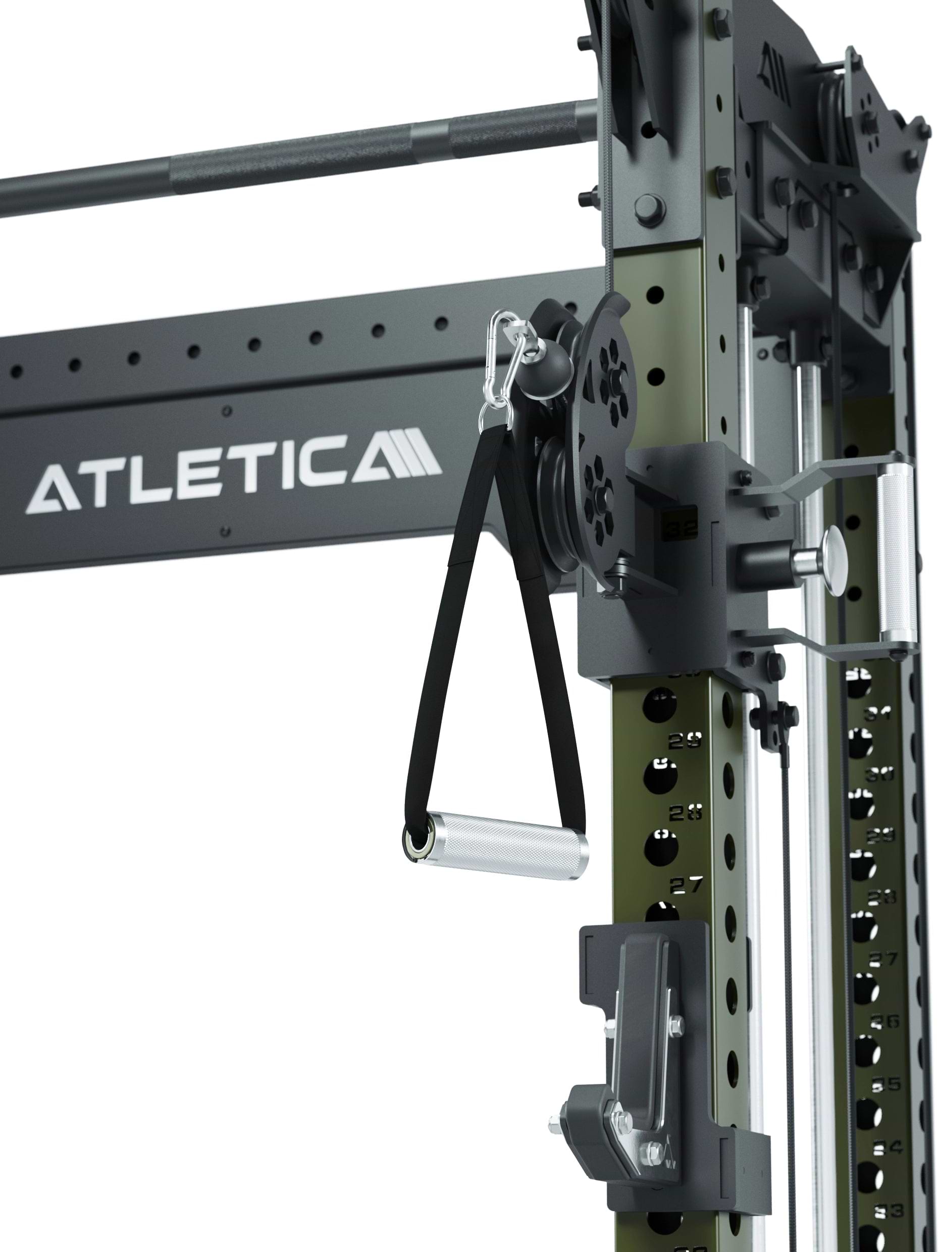 Dualer Kabelzug mit 2x95kg seitlichen Gewichtsblöcken | Sehr stabil und platzsparend | Modular ausbaubar mit Anbauteilen wie Jammer Arms I Military Green