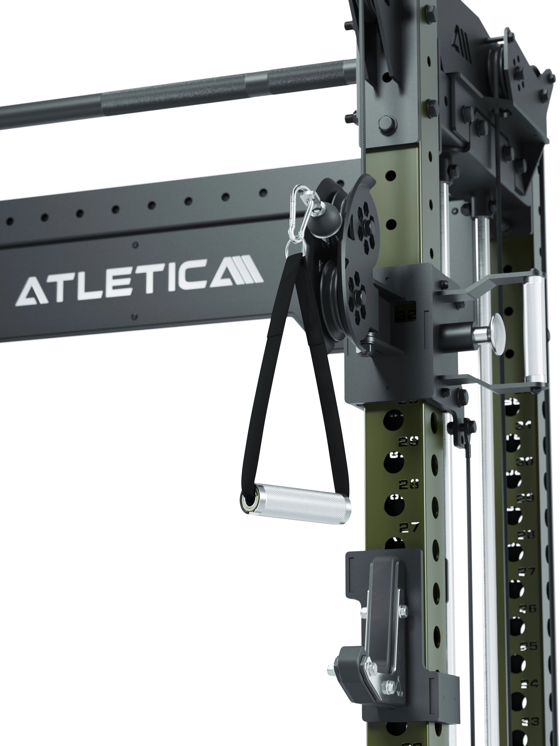 Dualer Kabelzug mit 2x95kg seitlichen Gewichtsblöcken | Sehr stabil und platzsparend | Modular ausbaubar mit Anbauteilen wie Jammer Arms I Military Green