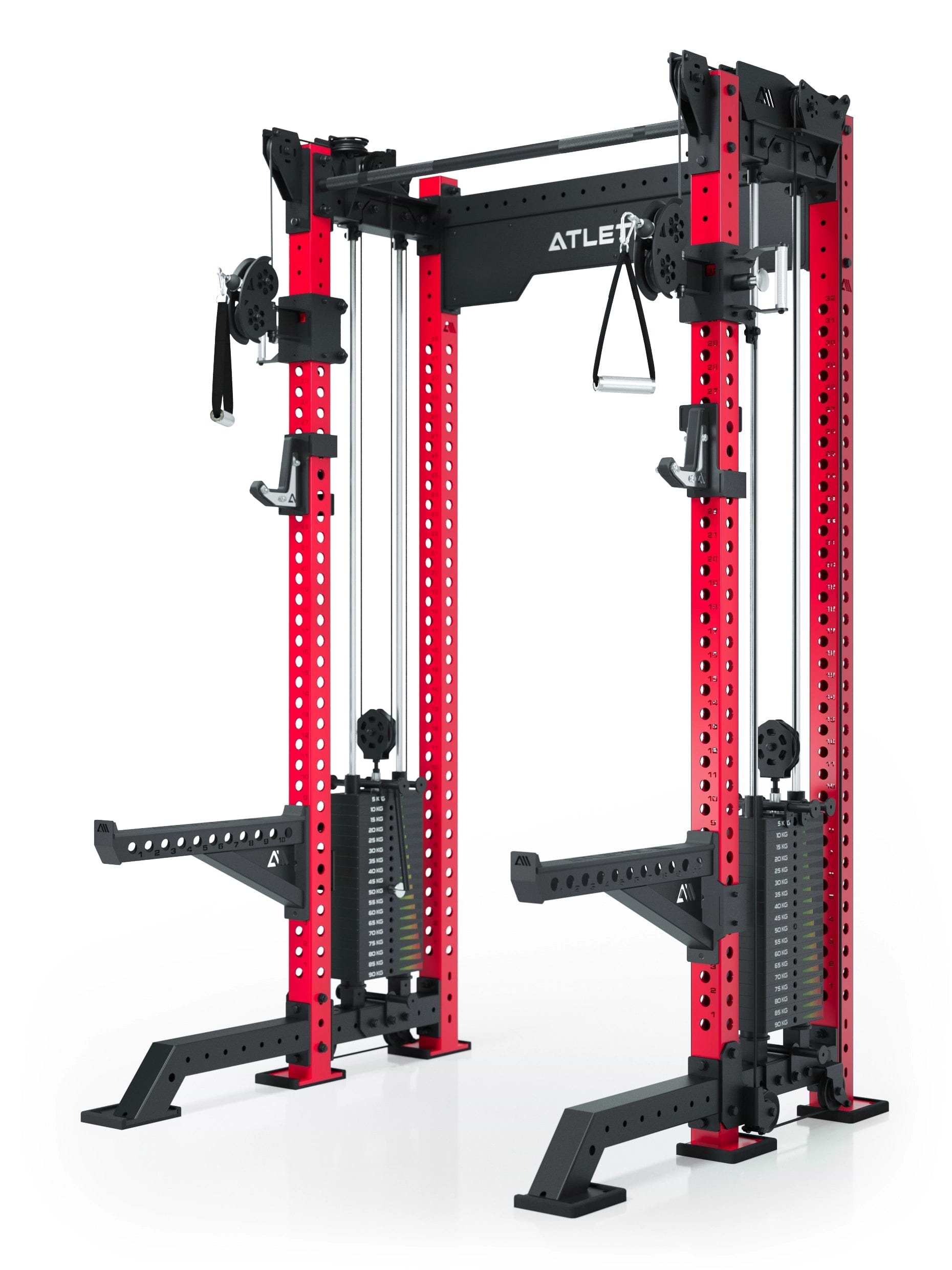 Power Rack R8-Bradley Kabelzug Station: Power Rack mit Seilzug und 2x90kg seitlichen Gewichtsblocks | Modular ausbaubar mit Multipresse und Jammer Arms | 
