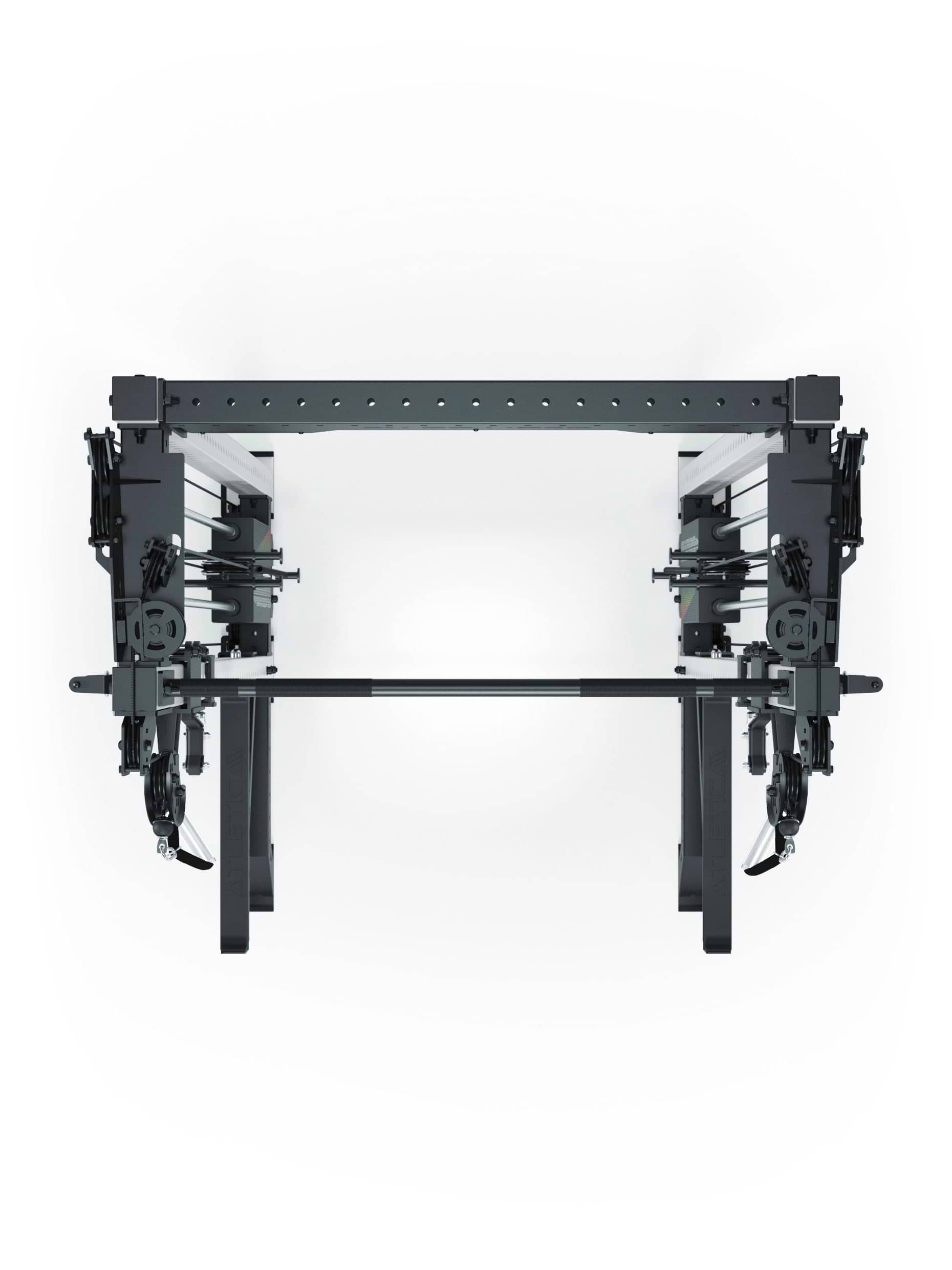 Power Rack R8-Bradley Kabelzug Station: Power Rack mit Seilzug und 2x90kg seitlichen Gewichtsblocks | Modular ausbaubar mit Multipresse und Jammer Arms | 