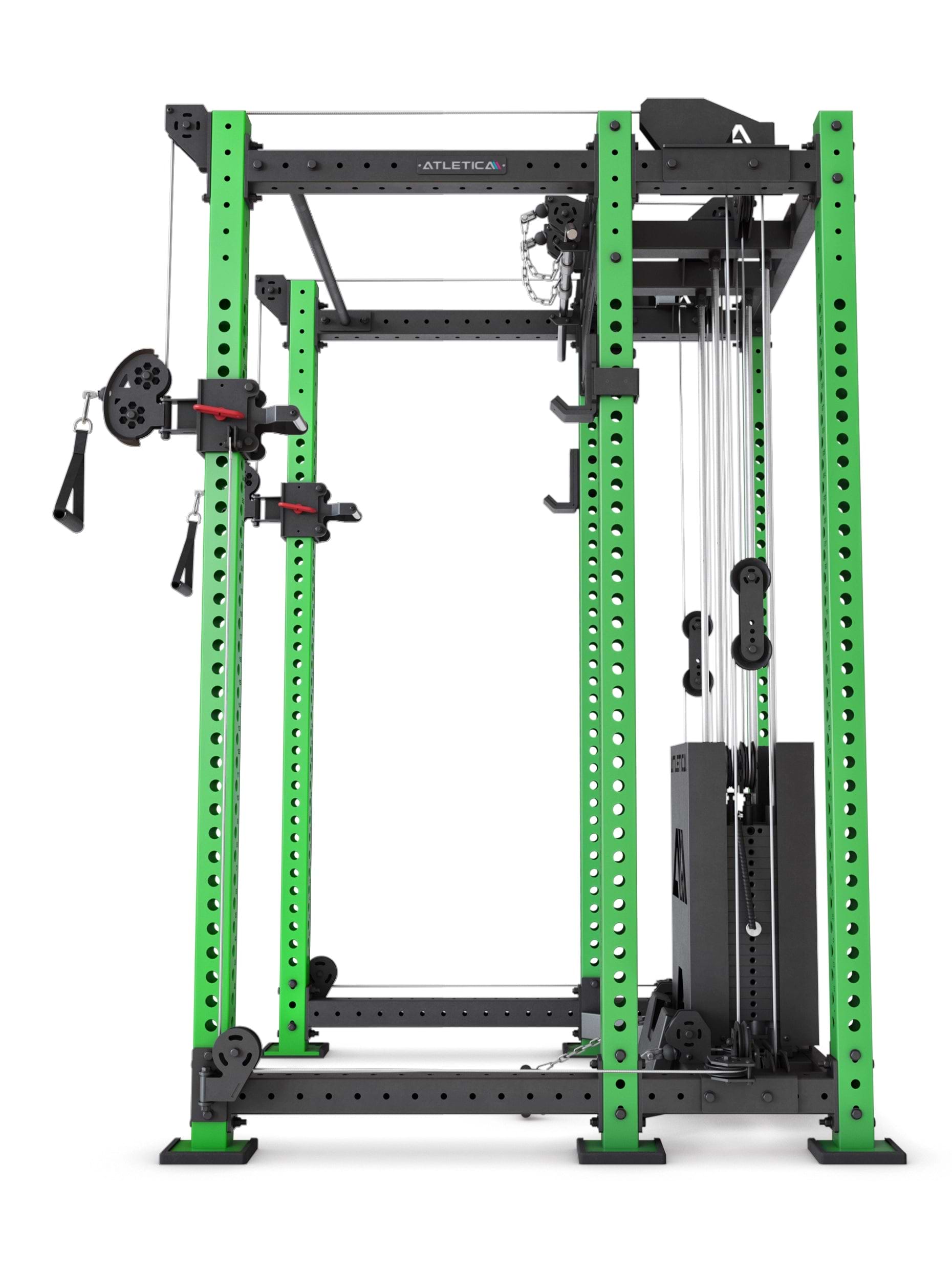 Power Rack R8-Alpha: Squat Rack & Kabelzug | 180kg Steckgewichte für Cable Cross, Latzug, Rudern | Klimmzugstange, J-Hooks | 6-Pfosten