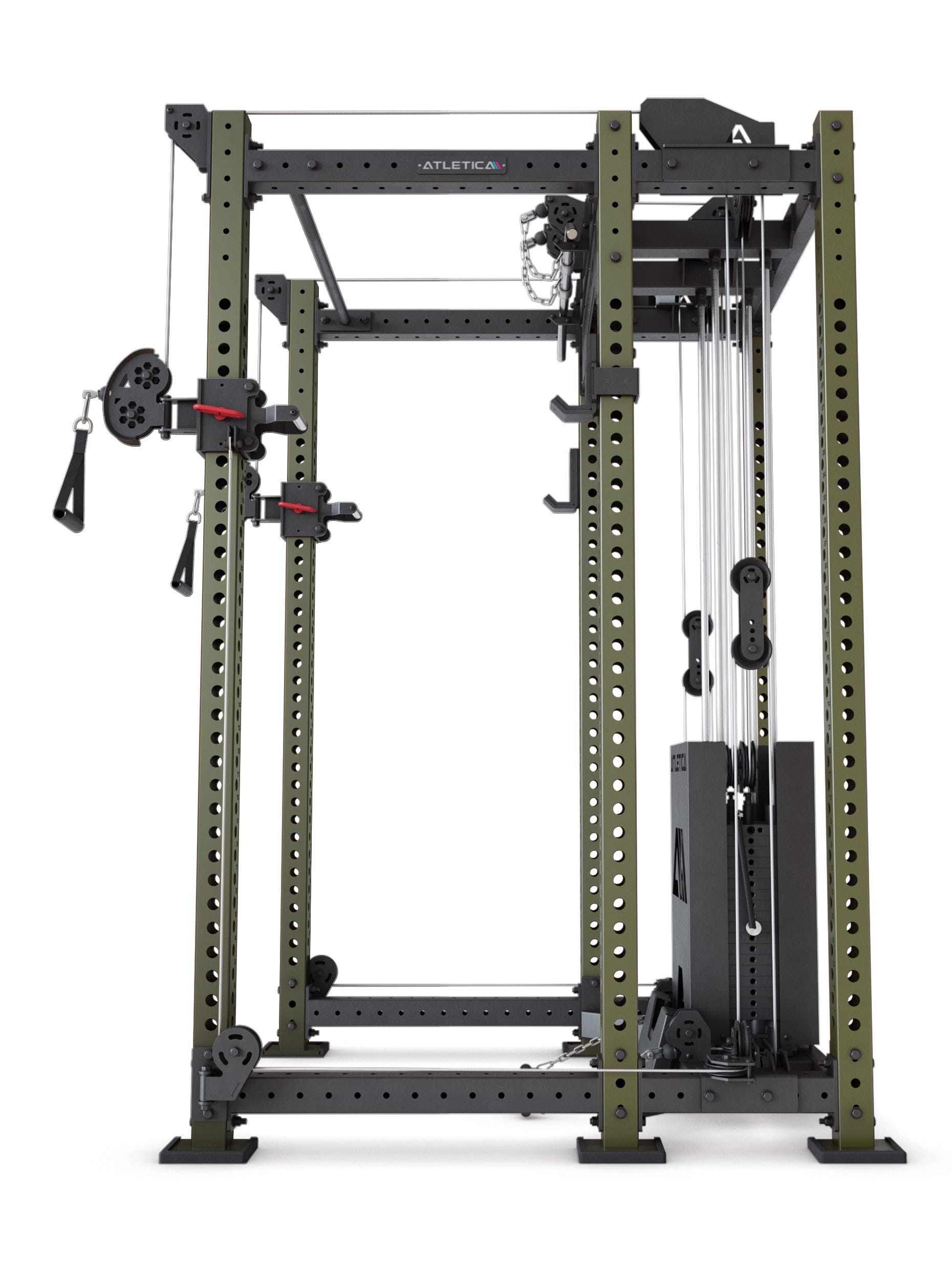 Power Rack R8-Alpha: Squat Rack & Kabelzug | 180kg Steckgewichte für Cable Cross, Latzug, Rudern | Klimmzugstange, J-Hooks | 6-Pfosten