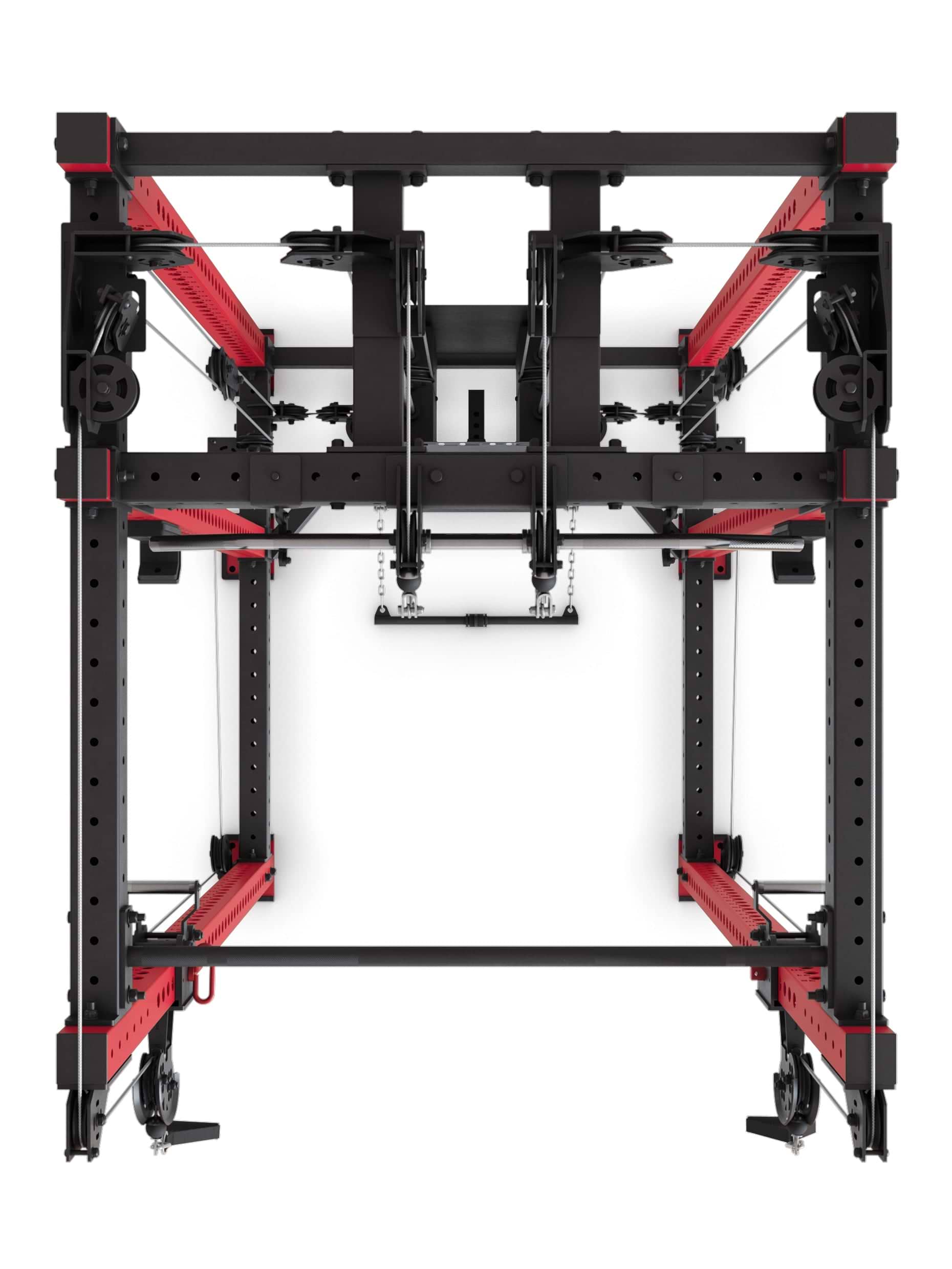 Power Rack R8-Alpha: Squat Rack & Kabelzug | 180kg Steckgewichte für Cable Cross, Latzug, Rudern | Klimmzugstange, J-Hooks | 6-Pfosten