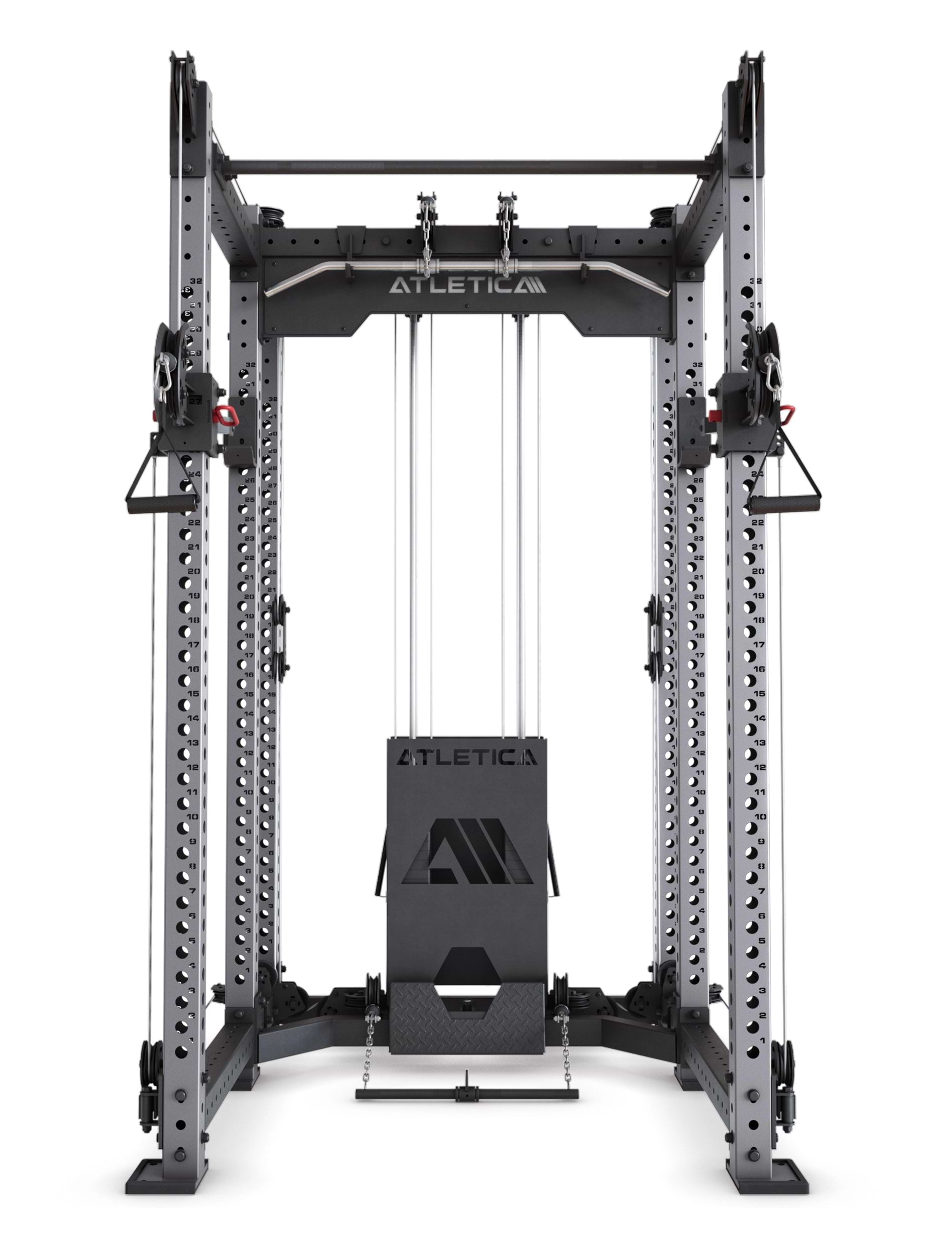 Power Rack R8-Alpha: Squat Rack & Kabelzug | 180kg Steckgewichte für Cable Cross, Latzug, Rudern | Klimmzugstange, J-Hooks | 6-Pfosten