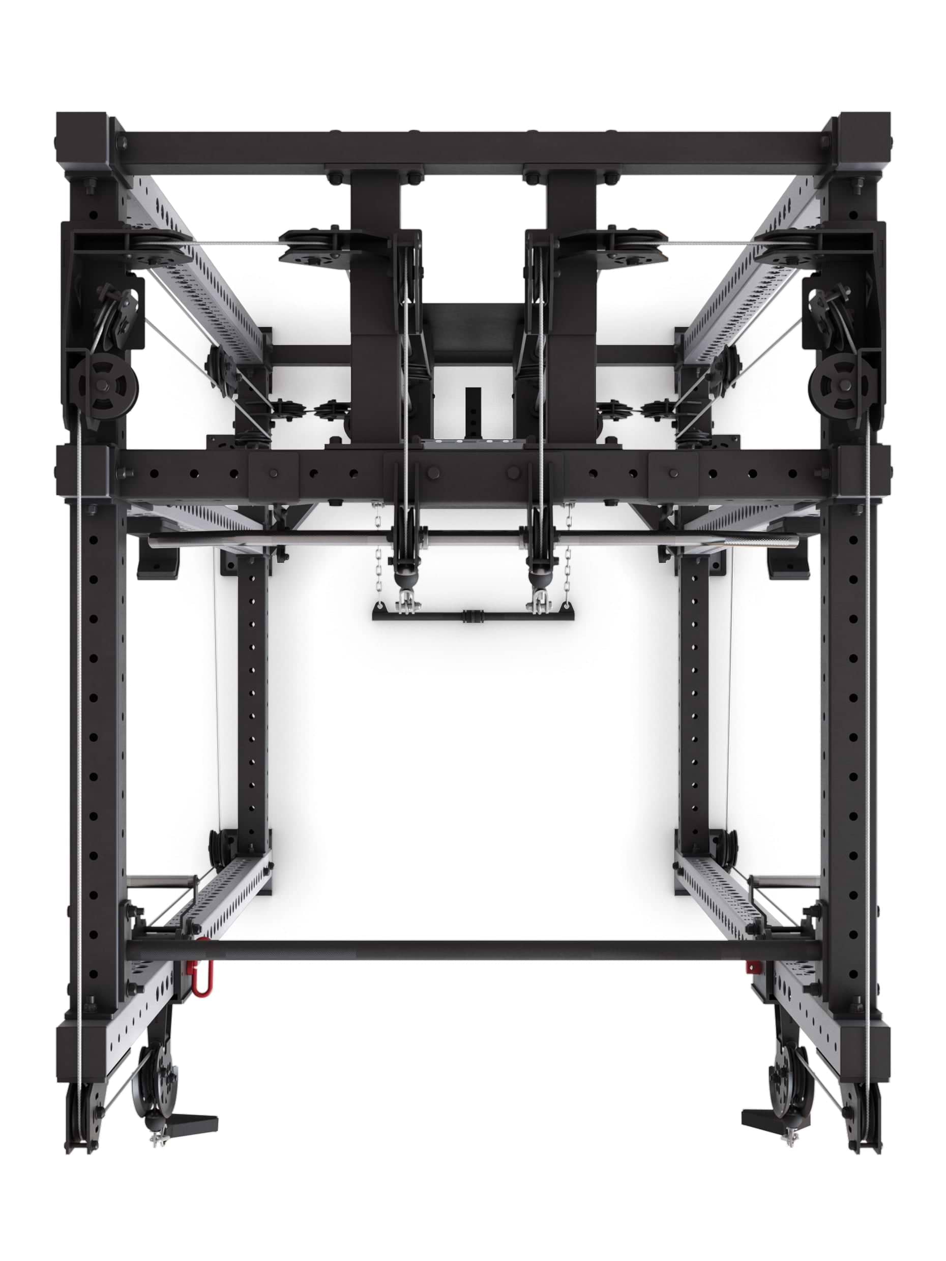Power Rack R8-Alpha: Squat Rack & Kabelzug | 180kg Steckgewichte für Cable Cross, Latzug, Rudern | Klimmzugstange, J-Hooks | 6-Pfosten 