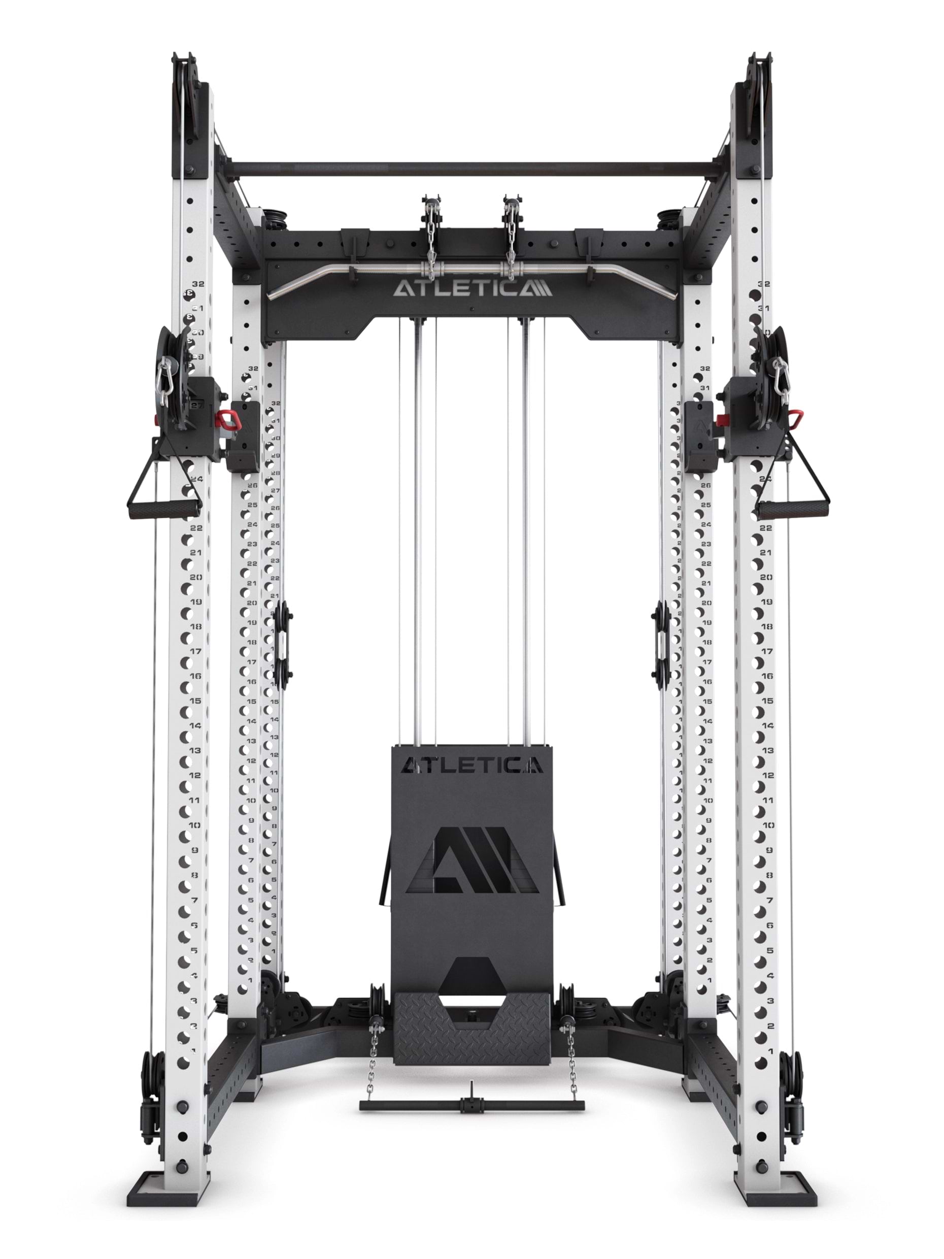 Power Rack R8-Alpha: Squat Rack & Kabelzug | 180kg Steckgewichte für Cable Cross, Latzug, Rudern | Klimmzugstange, J-Hooks | 6-Pfosten 