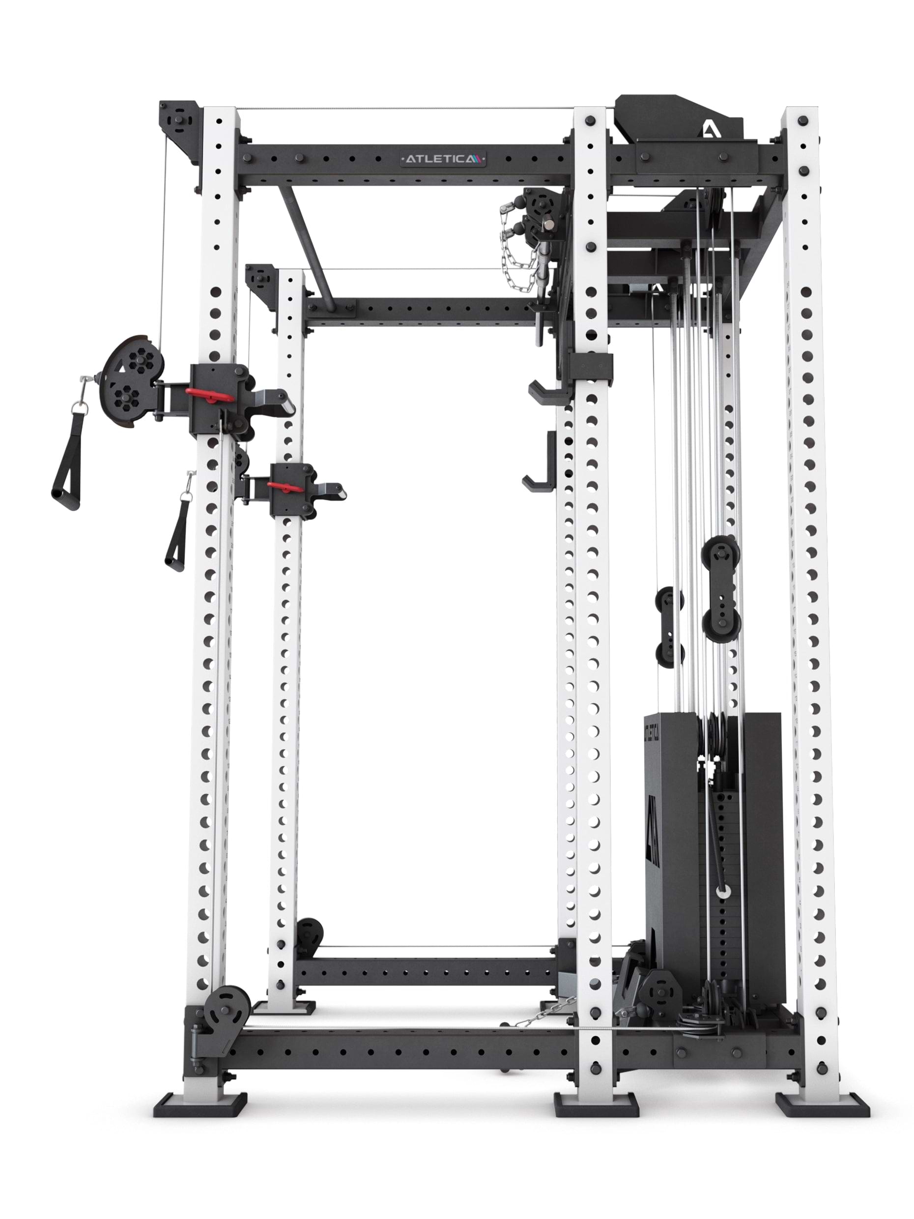 Power Rack R8-Alpha: Squat Rack & Kabelzug | 180kg Steckgewichte für Cable Cross, Latzug, Rudern | Klimmzugstange, J-Hooks | 6-Pfosten 