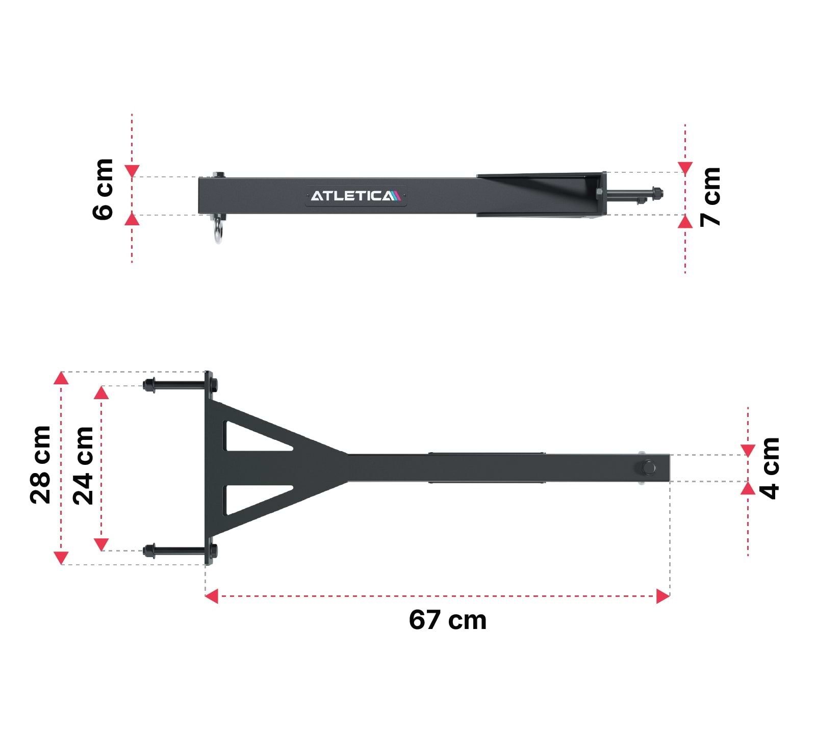 Atletica R8 Boxsack Halterung: Dimensionen