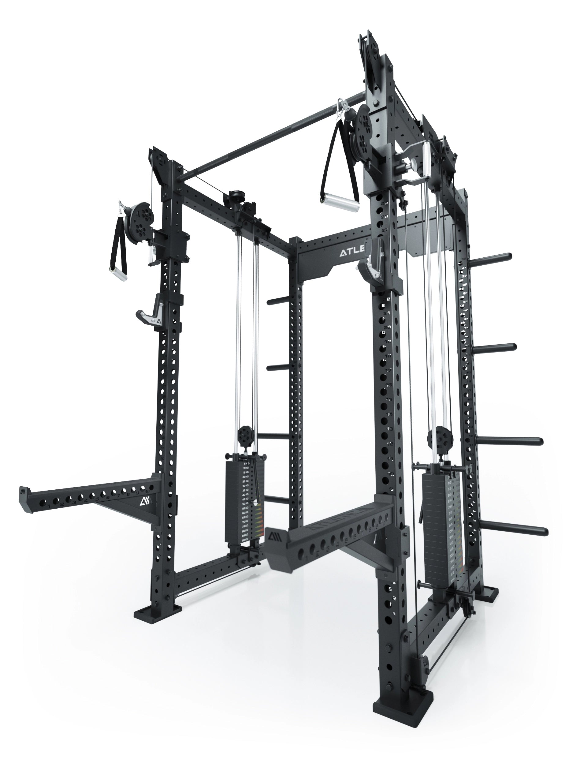 Dualer Kabelzug mit 2x95kg seitlichen Gewichtsblöcken | Sehr stabil | Modular ausbaubar mit Anbauteilen wie Smith Machine und Jammer Arms I Schwarz