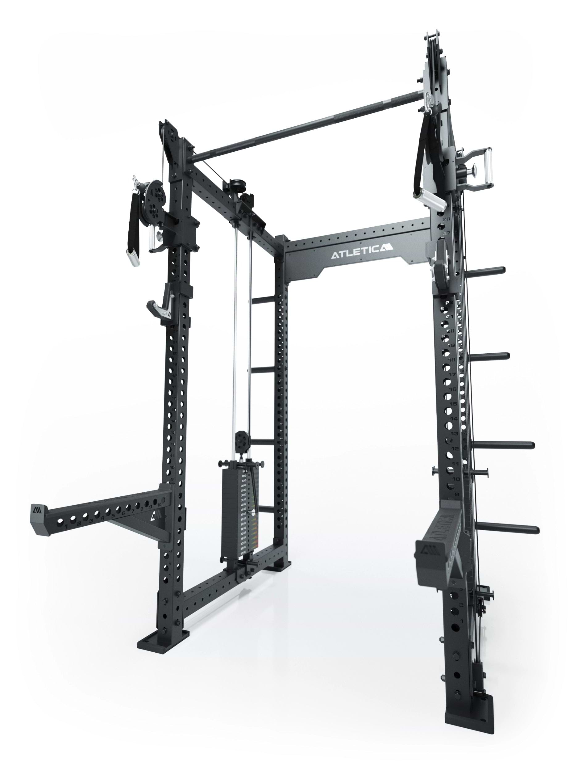 Dualer Kabelzug mit 2x95kg seitlichen Gewichtsblöcken | Sehr stabil | Modular ausbaubar mit Anbauteilen wie Smith Machine und Jammer Arms I Schwarz