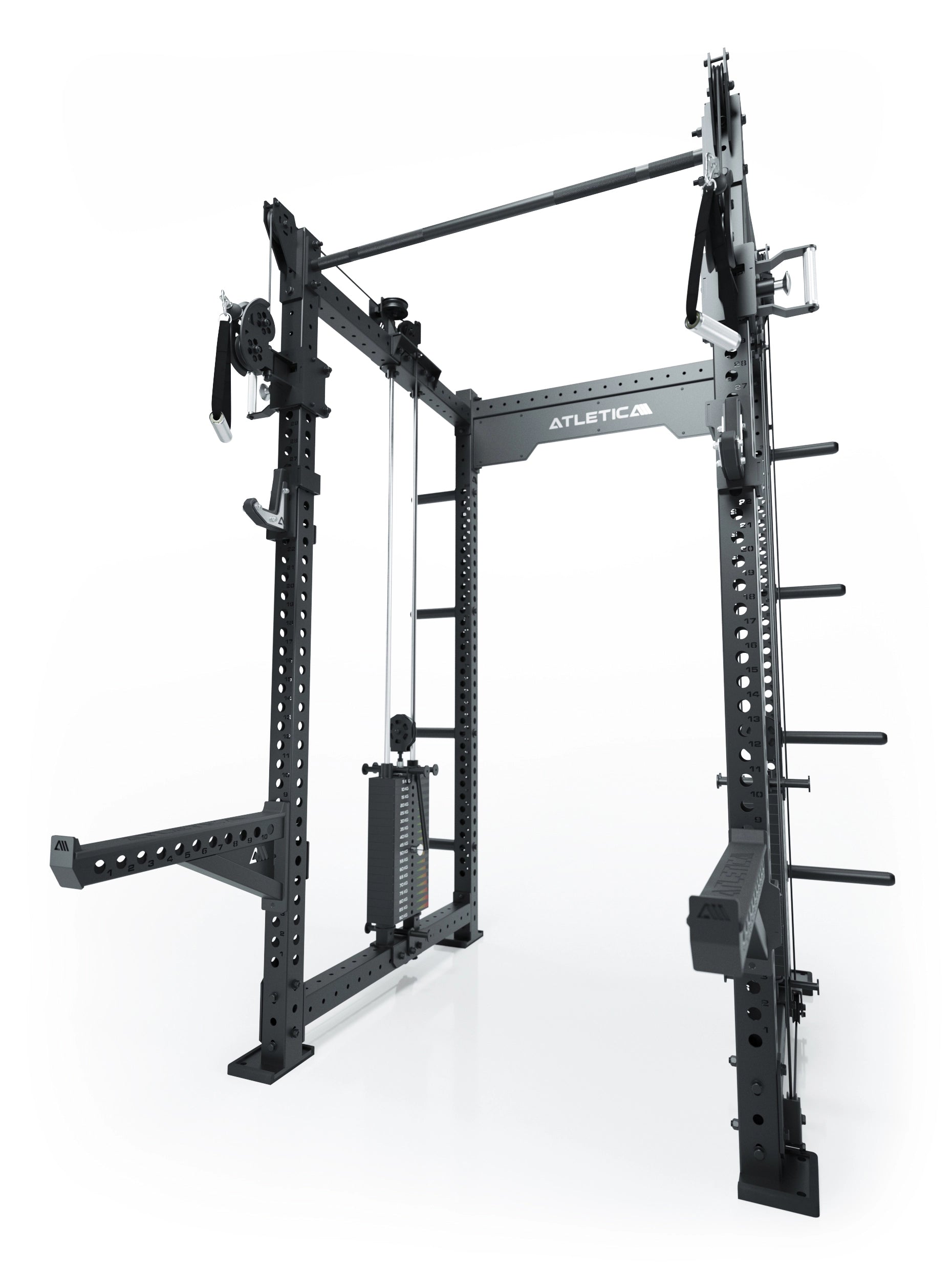Dualer Kabelzug mit 2x95kg seitlichen Gewichtsblöcken | Sehr stabil | Modular ausbaubar mit Anbauteilen wie Smith Machine und Jammer Arms I Schwarz