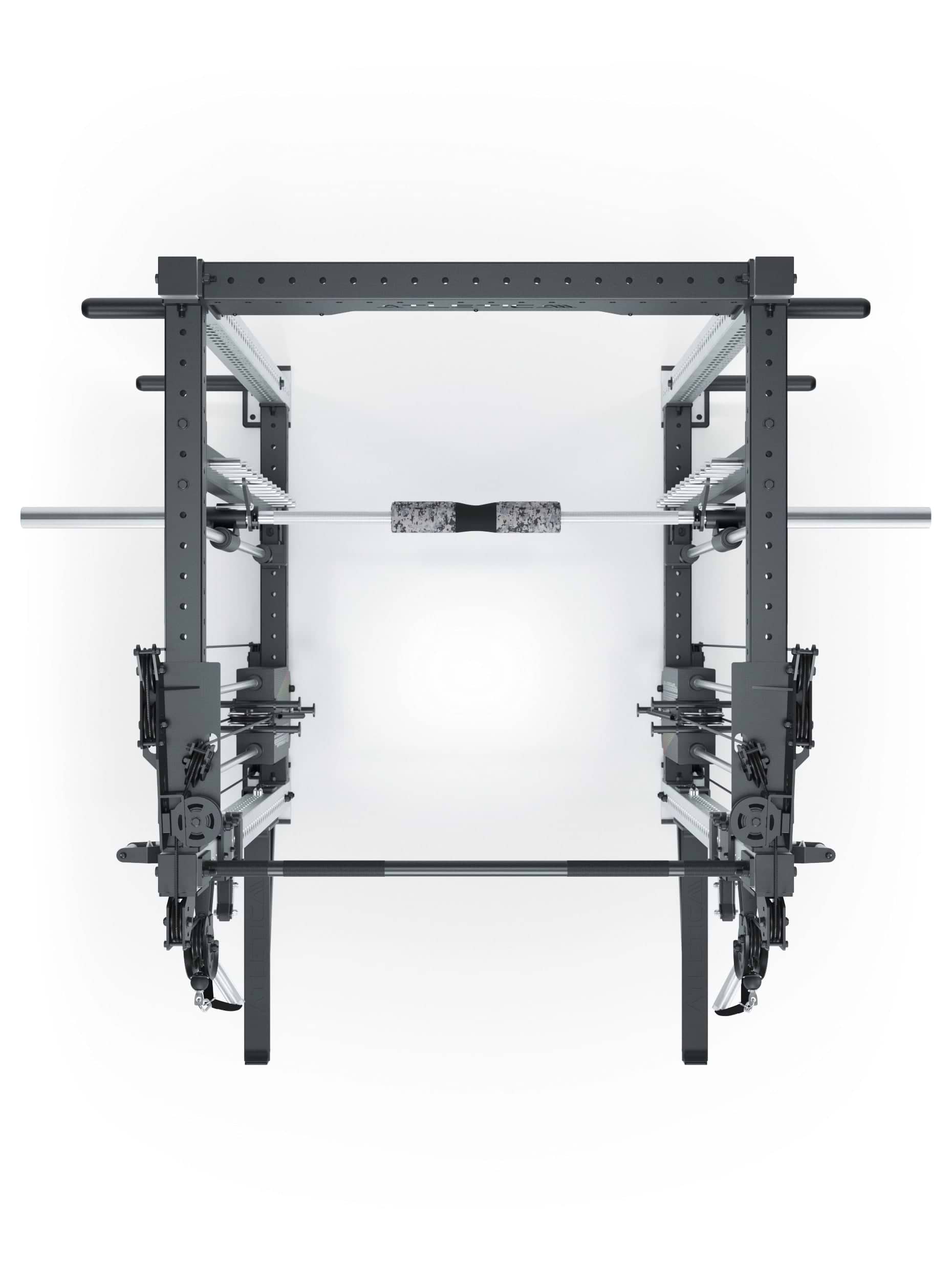 Power Racks: R8 R8 Bradley | Power Rack mit 2x90kg seitlichen Gewichtsblocks, Smith Machine und dualem Kabelzug, 
