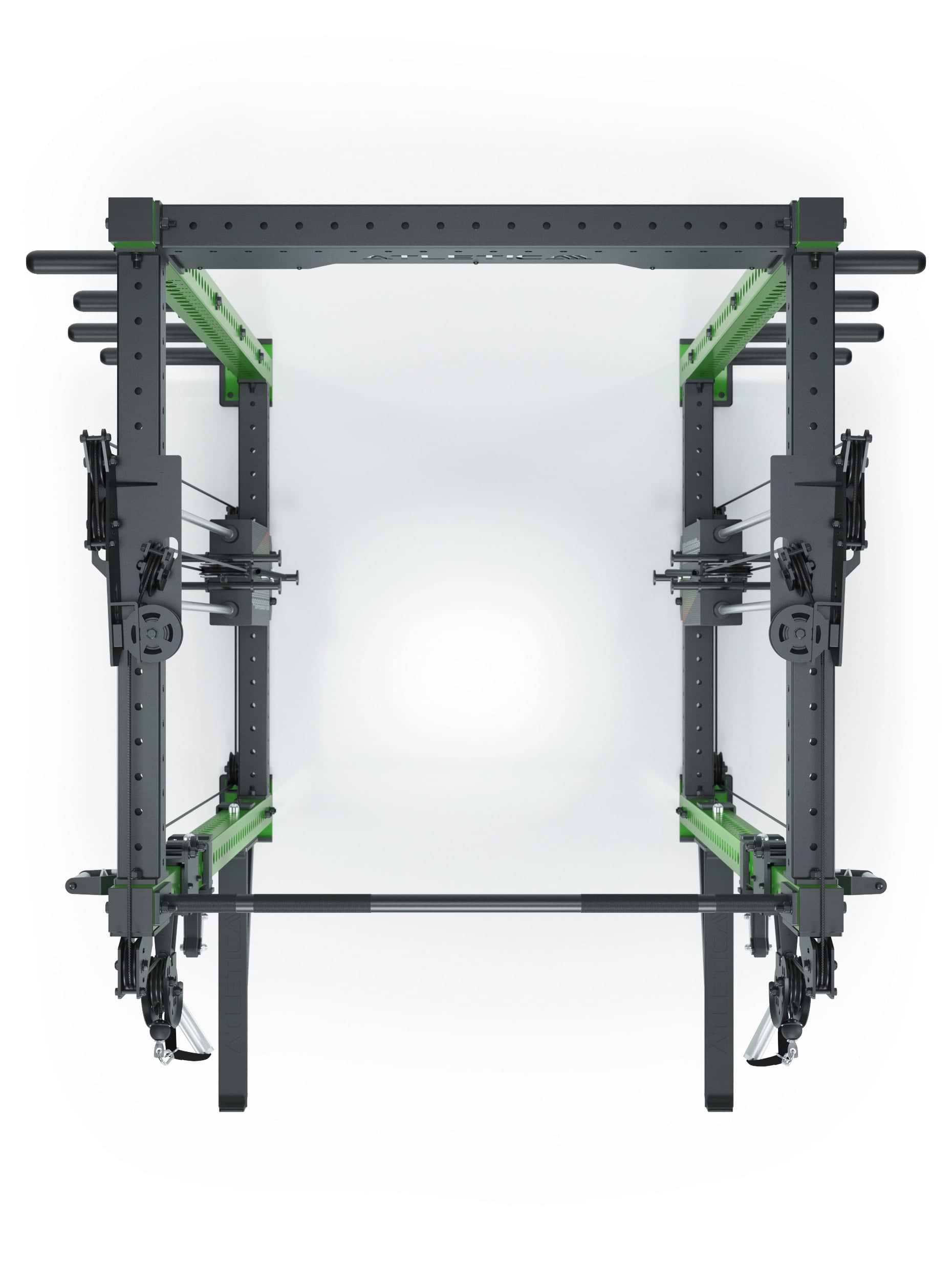 Dualer Kabelzug mit 2x95kg seitlichen Gewichtsblöcken | Sehr stabil | Modular ausbaubar mit Anbauteilen wie Smith Machine und Jammer Arms I Electric Green