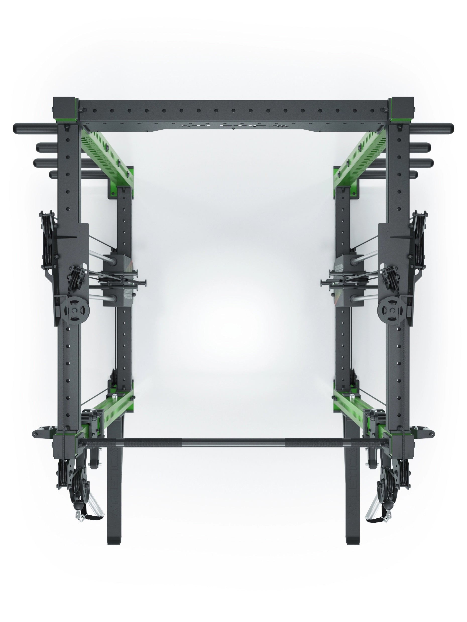 Dualer Kabelzug mit 2x95kg seitlichen Gewichtsblöcken | Sehr stabil | Modular ausbaubar mit Anbauteilen wie Smith Machine und Jammer Arms I Electric Green