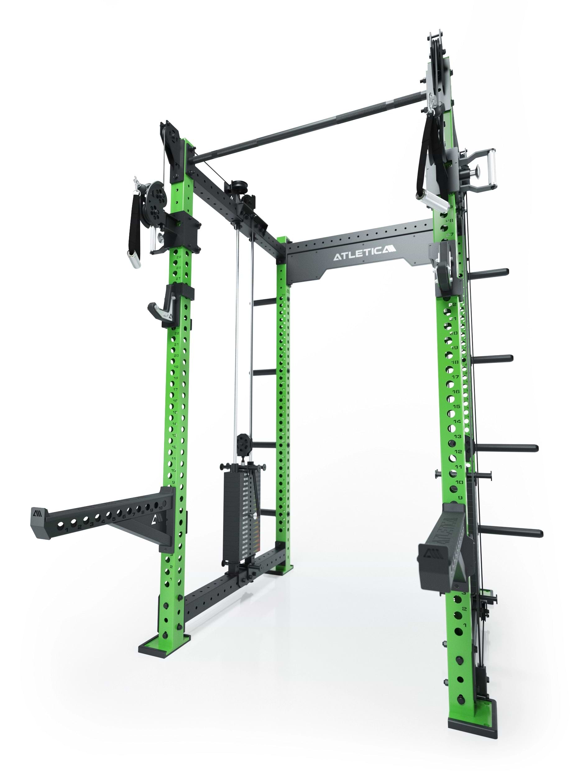 Dualer Kabelzug mit 2x95kg seitlichen Gewichtsblöcken | Sehr stabil | Modular ausbaubar mit Anbauteilen wie Smith Machine und Jammer Arms I Electric Green