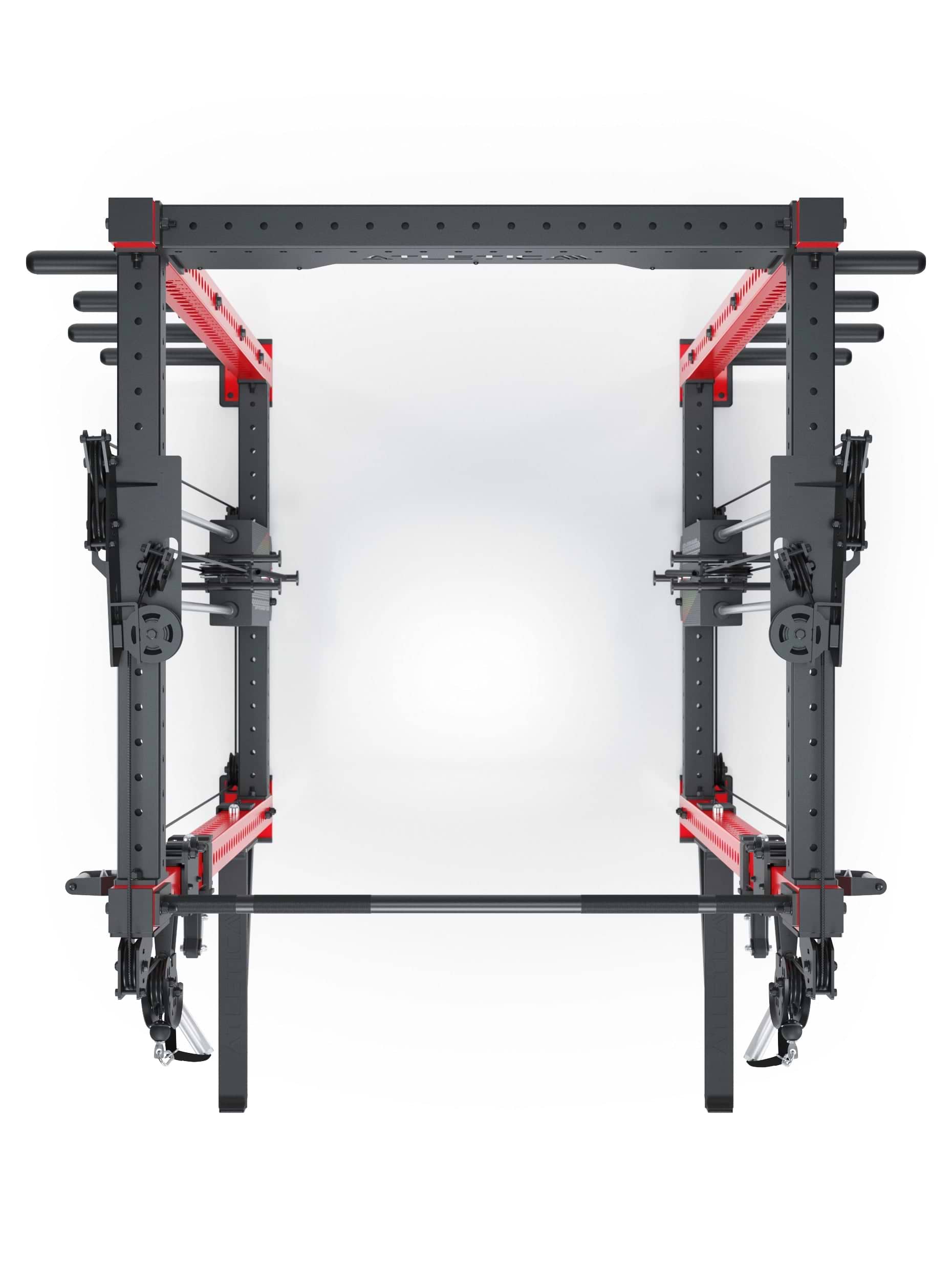 Dualer Kabelzug mit 2x95kg seitlichen Gewichtsblöcken | Sehr stabil | Modular ausbaubar mit Anbauteilen wie Smith Machine und Jammer Arms I Sportscar Red