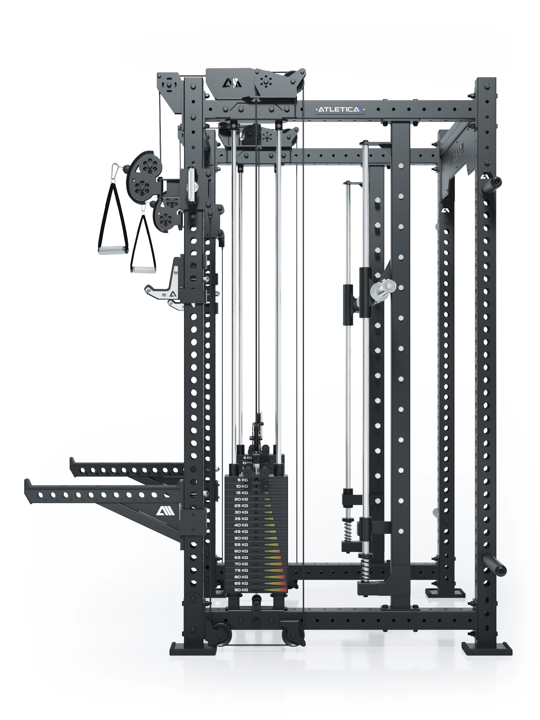 Dualer Kabelzug mit 2x95kg seitlichen Gewichtsblöcken | Sehr stabil | Modular ausbaubar mit Anbauteilen wie Smith Machine und Jammer Arms I Schwarz