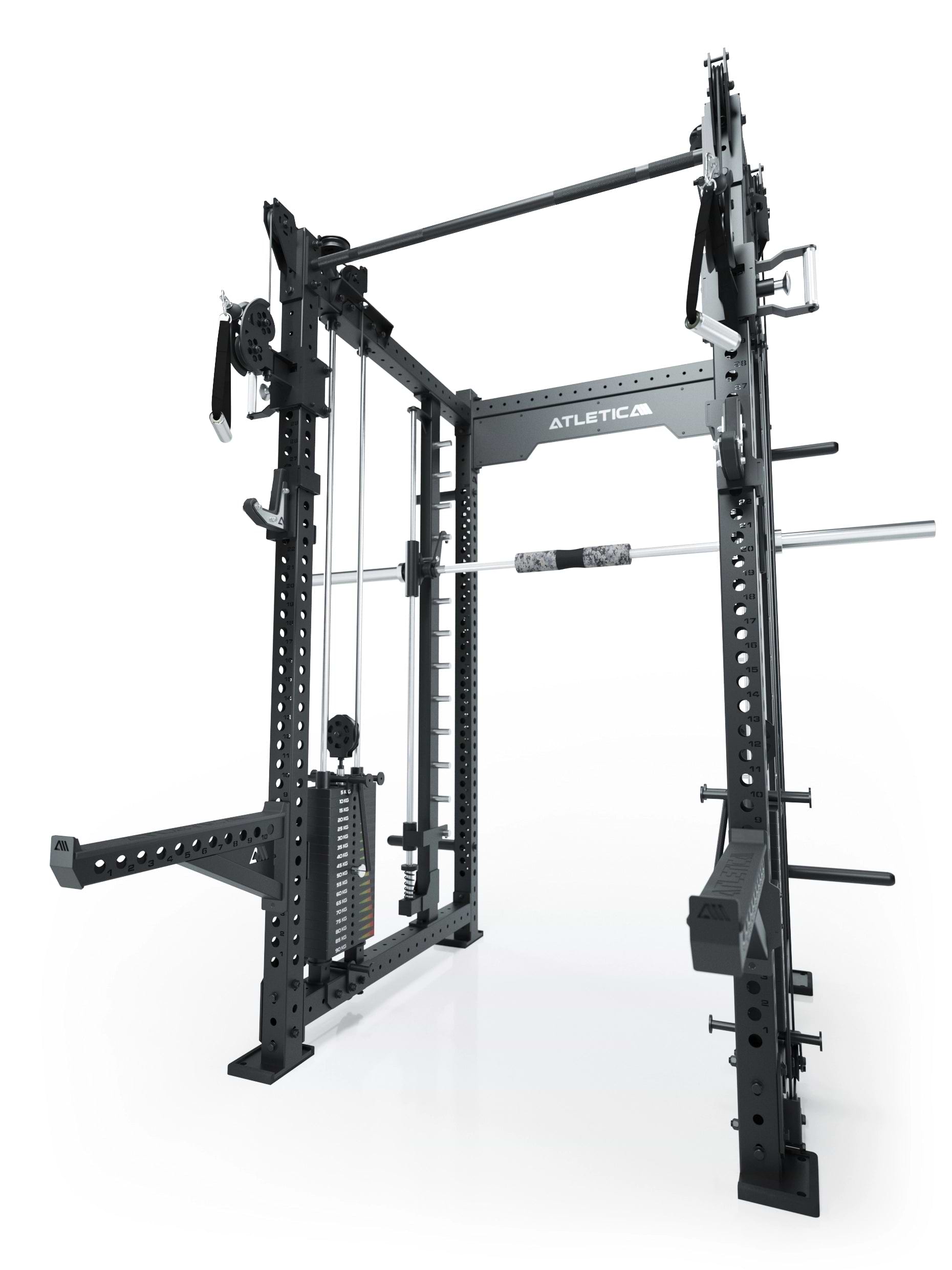 Dualer Kabelzug mit 2x95kg seitlichen Gewichtsblöcken | Sehr stabil | Modular ausbaubar mit Anbauteilen wie Smith Machine und Jammer Arms I Schwarz