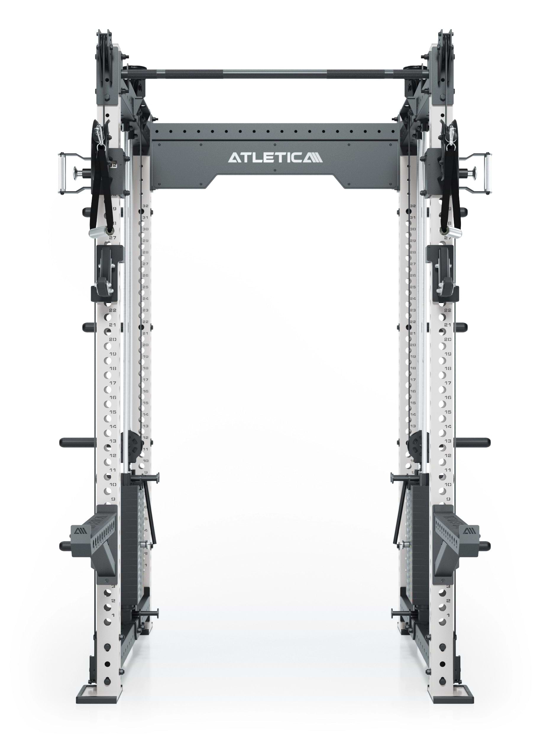 Dualer Kabelzug mit 2x95kg seitlichen Gewichtsblöcken | Sehr stabil | Modular ausbaubar mit Anbauteilen wie Smith Machine und Jammer Arms I Weiß