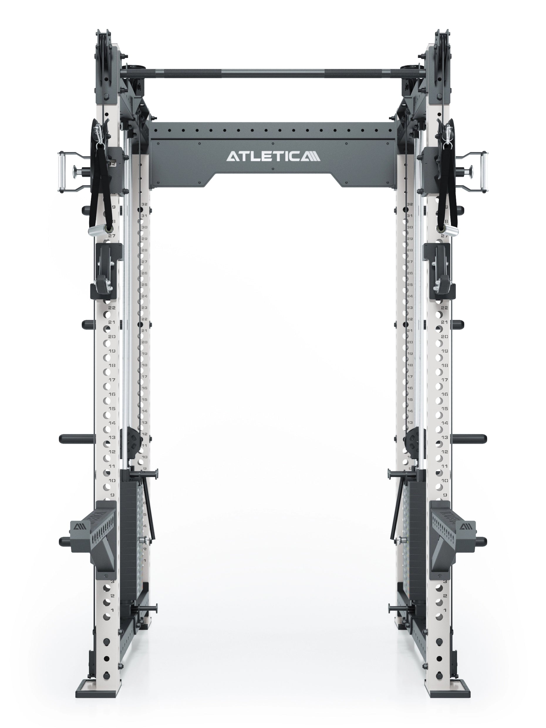 Dualer Kabelzug mit 2x95kg seitlichen Gewichtsblöcken | Sehr stabil | Modular ausbaubar mit Anbauteilen wie Smith Machine und Jammer Arms I Weiß