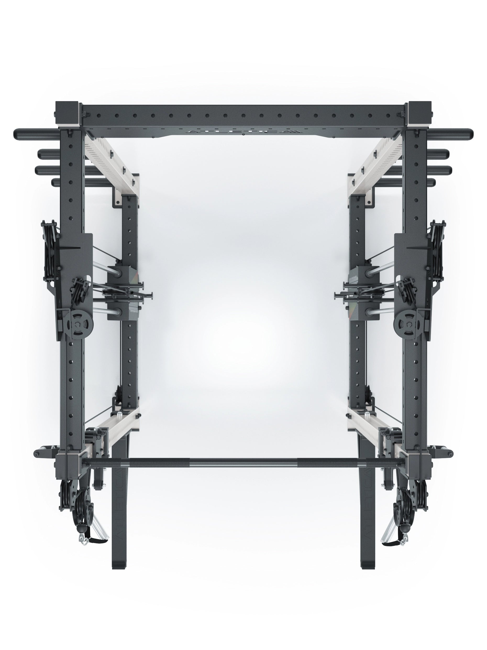 Dualer Kabelzug mit 2x95kg seitlichen Gewichtsblöcken | Sehr stabil | Modular ausbaubar mit Anbauteilen wie Smith Machine und Jammer Arms I Weiß