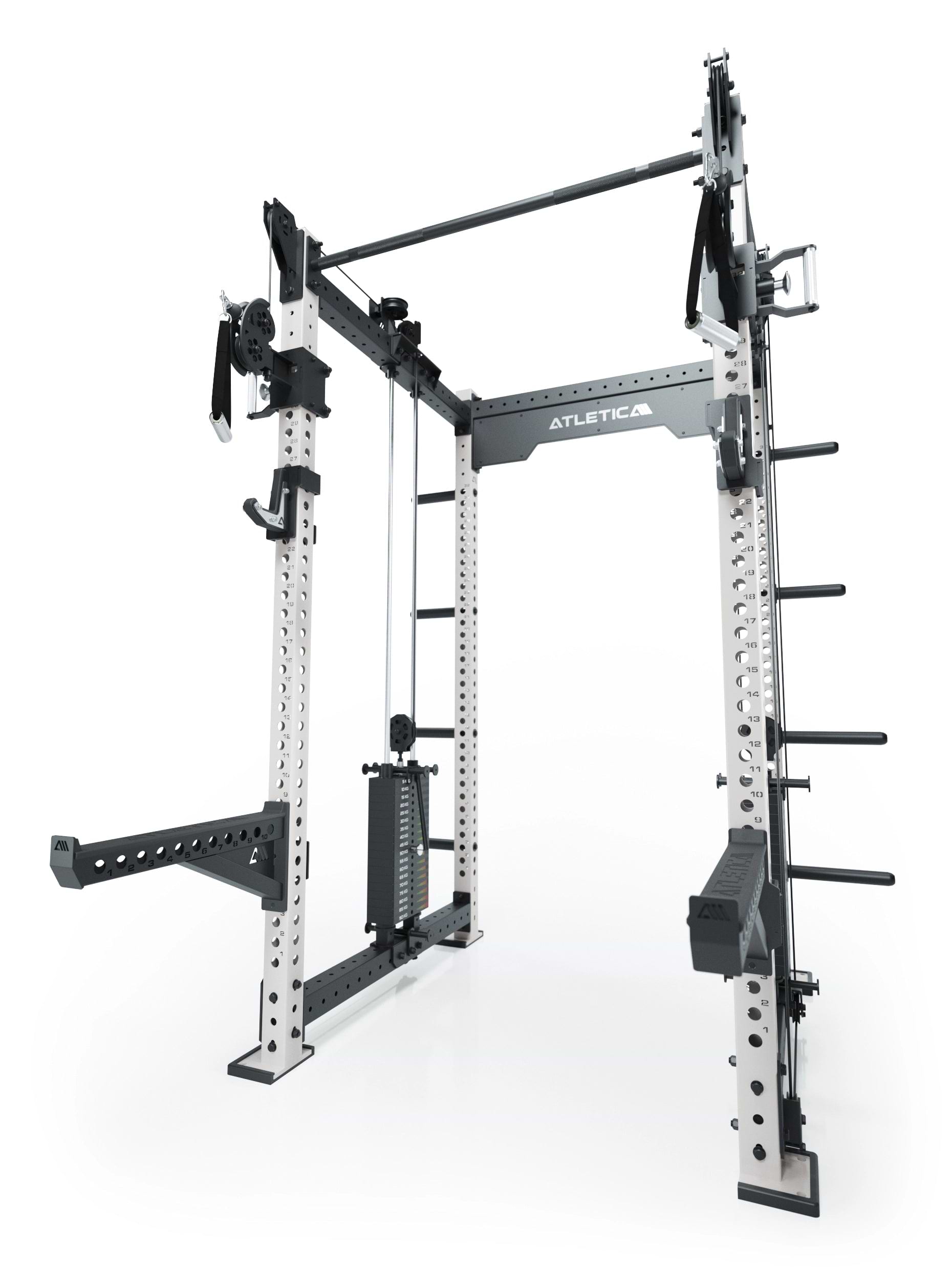 Dualer Kabelzug mit 2x95kg seitlichen Gewichtsblöcken | Sehr stabil | Modular ausbaubar mit Anbauteilen wie Smith Machine und Jammer Arms I Weiß