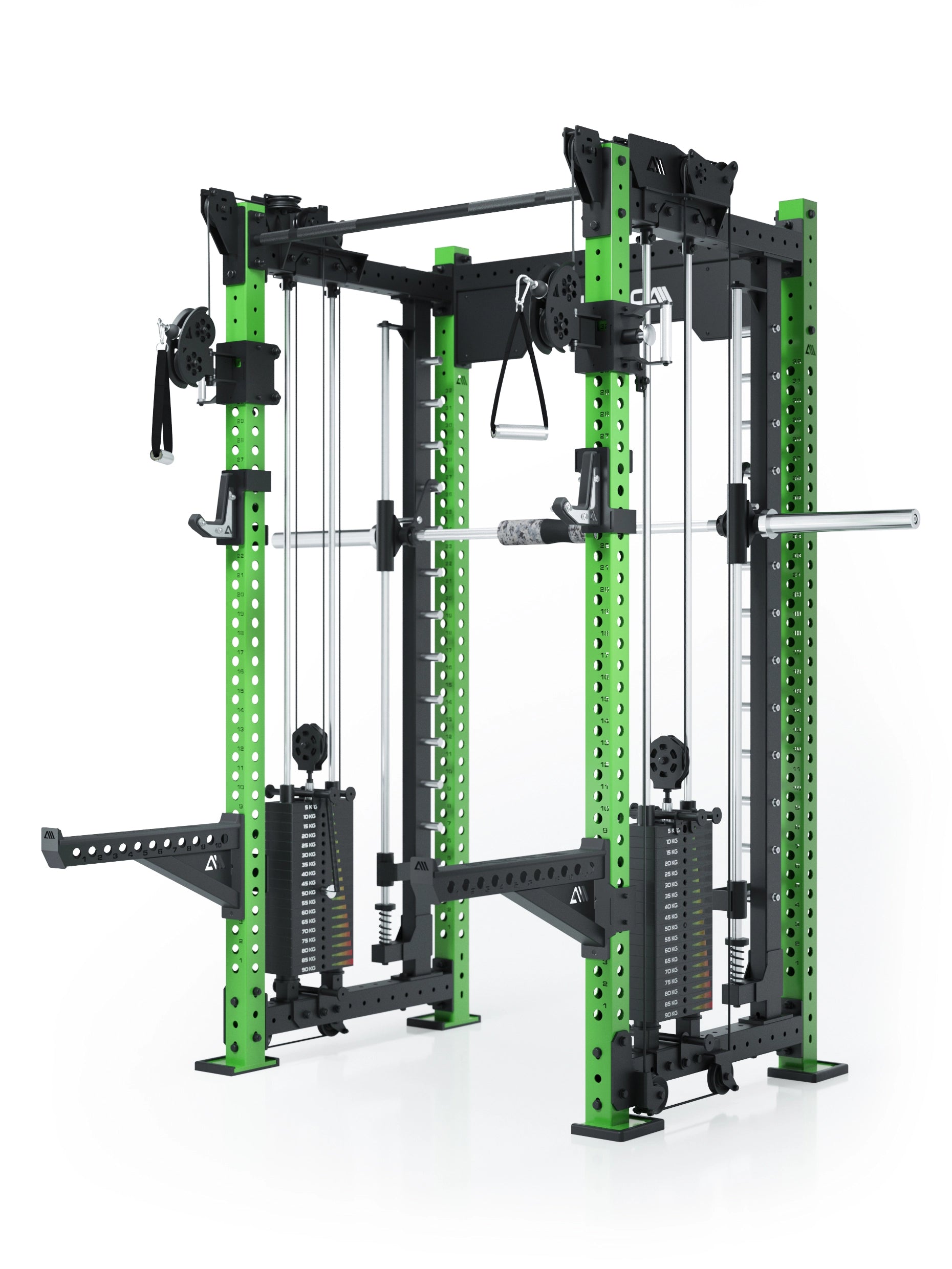 Dualer Kabelzug mit 2x95kg seitlichen Gewichtsblöcken | Sehr stabil | Modular ausbaubar mit Anbauteilen wie Smith Machine und Jammer Arms