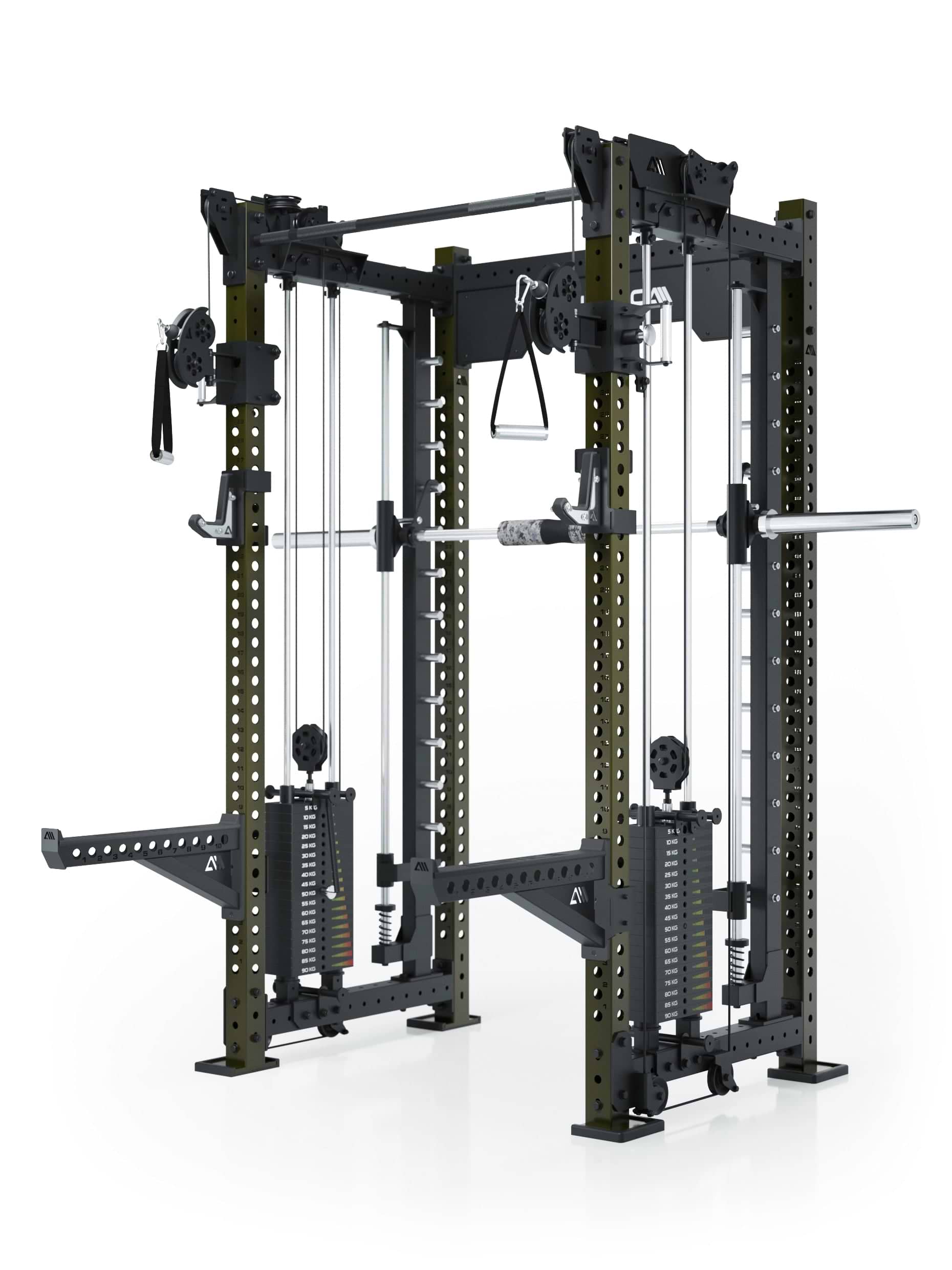 Dualer Kabelzug mit 2x95kg seitlichen Gewichtsblöcken | Sehr stabil | Modular ausbaubar mit Anbauteilen wie Smith Machine und Jammer Arms