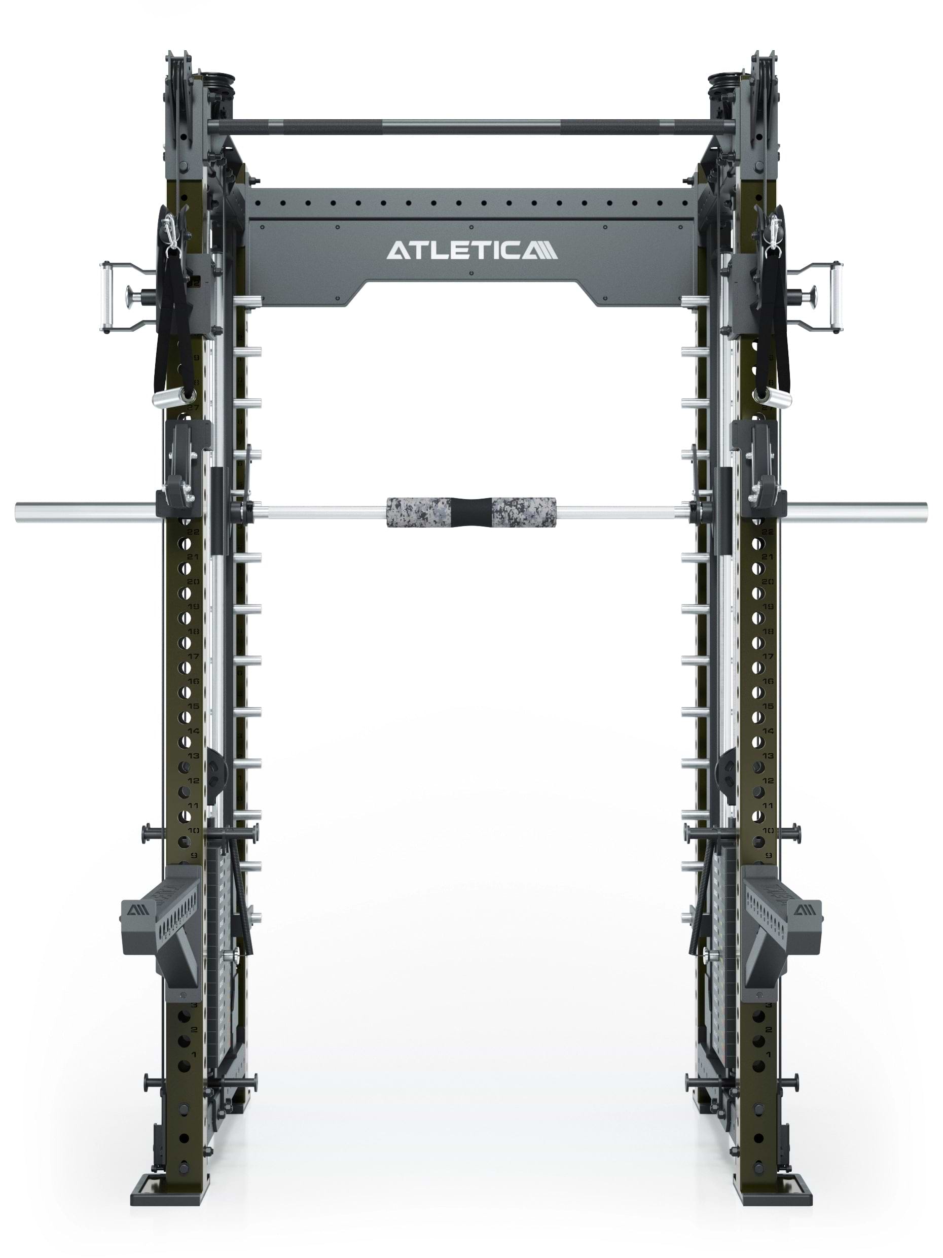 Dualer Kabelzug mit 2x95kg seitlichen Gewichtsblöcken | Sehr stabil | Modular ausbaubar mit Anbauteilen wie Jammer Arms I Military Green