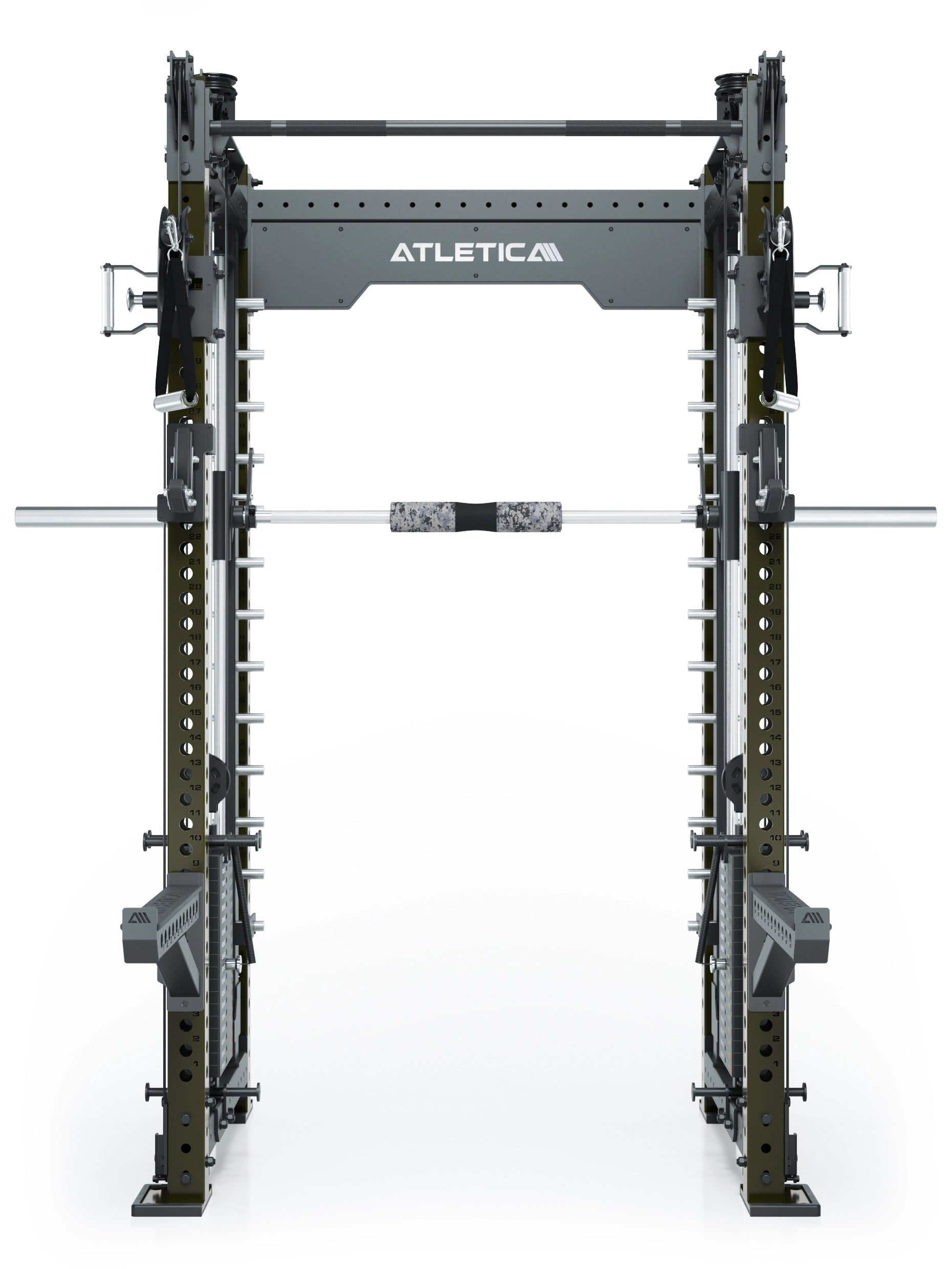 Dualer Kabelzug mit 2x95kg seitlichen Gewichtsblöcken | Sehr stabil | Modular ausbaubar mit Anbauteilen wie Jammer Arms I Military Green