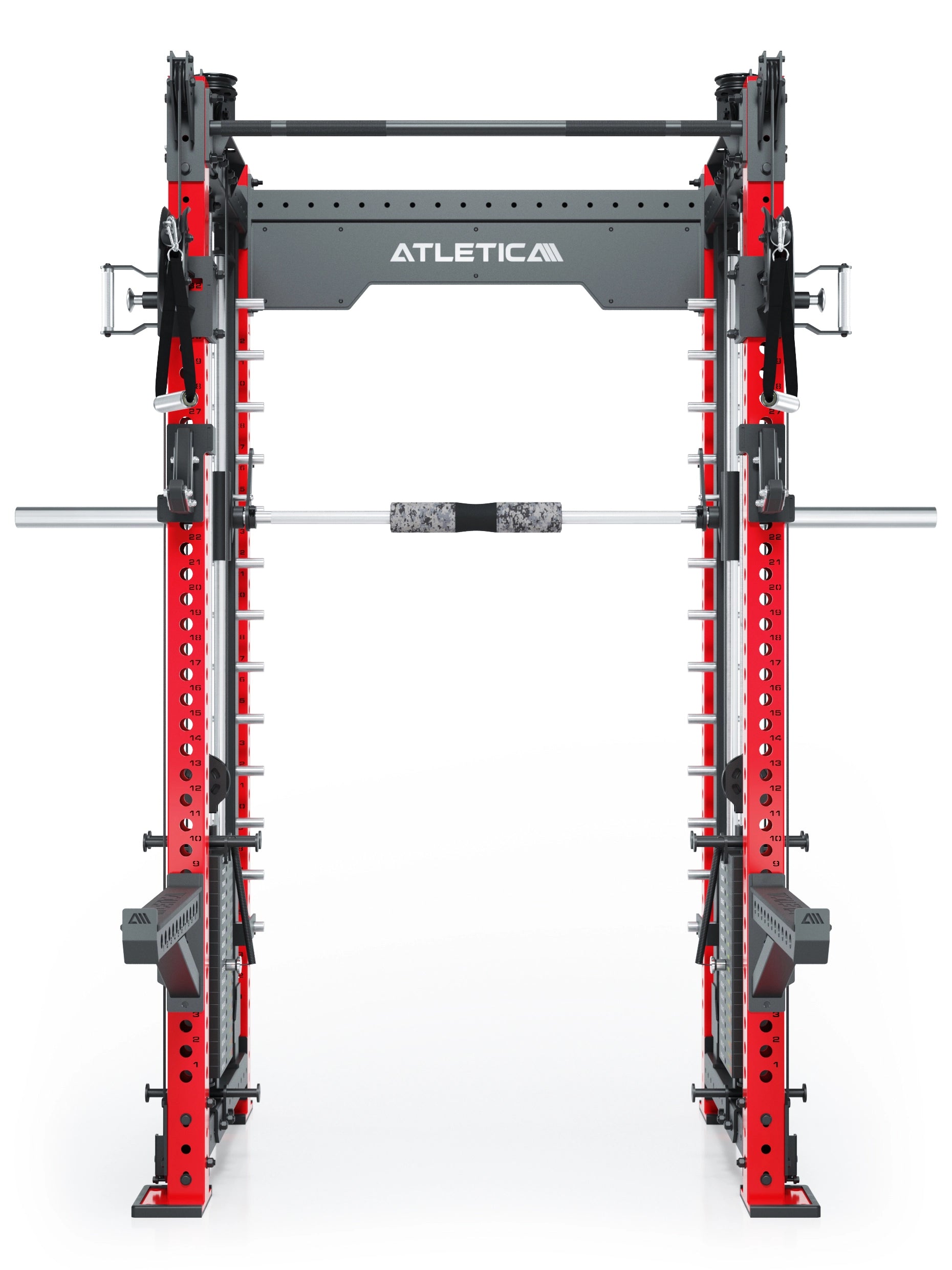 Dualer Kabelzug mit 2x95kg seitlichen Gewichtsblöcken | Sehr stabil | Modular ausbaubar mit Anbauteilen wie Jammer Arms I Combat I Sportscar Red 