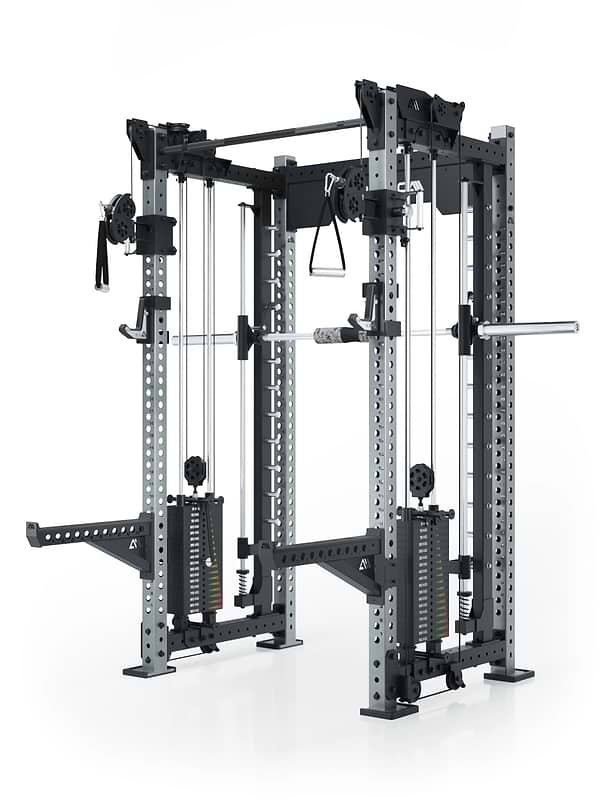 Dualer Kabelzug mit 2x95kg seitlichen Gewichtsblöcken | Sehr stabil | Modular ausbaubar mit Anbauteilen wie Jammer Arms I Mittel Combat I Edelstahl 